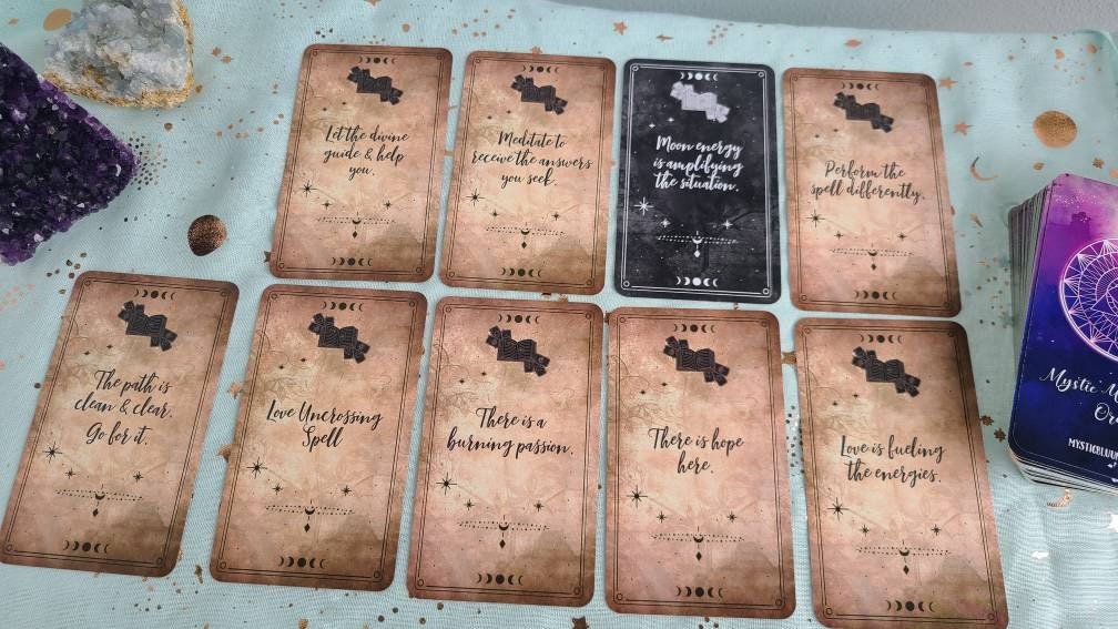 Spells Oracle Deck Mystic Witch Twin Flame Deck Love Oracle Deck Messages Situations Deck Card Deck - MysticBluuMoonTarot