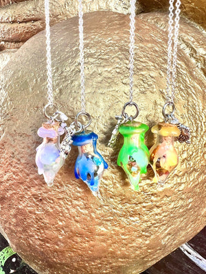 Zodiac Crystals Necklace Spell Jar Bottle - 12 Astrology Horoscope Signs Jewelry Charms Sterling Silver Chain - MysticBluuMoonTarot