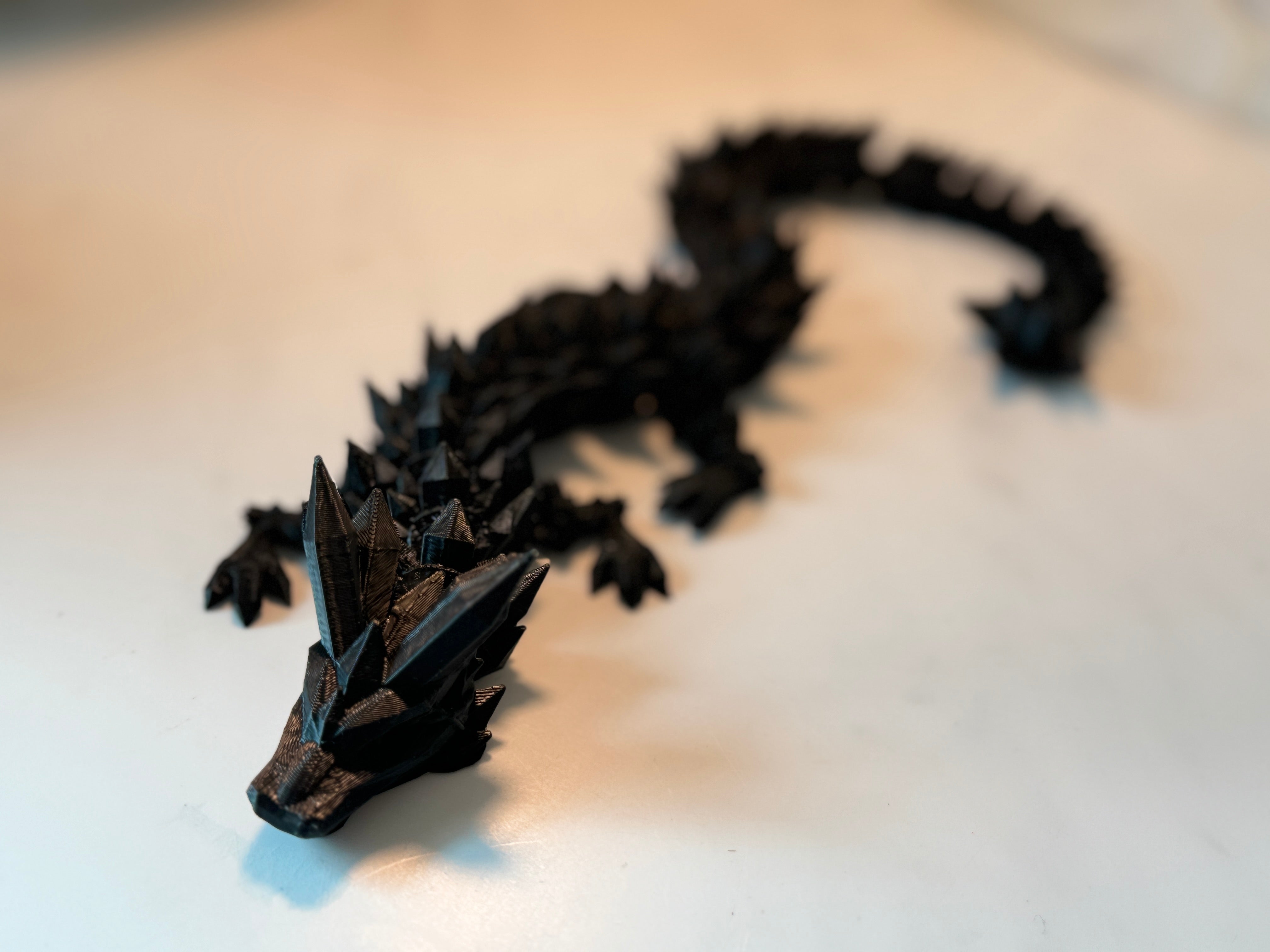 Black 3D Dragon Fidget Toy, Articulated Flexible Dragon Toy, Handmade Crystal Dragon, Gift For boyfriend, kids, Bookshelf Decor