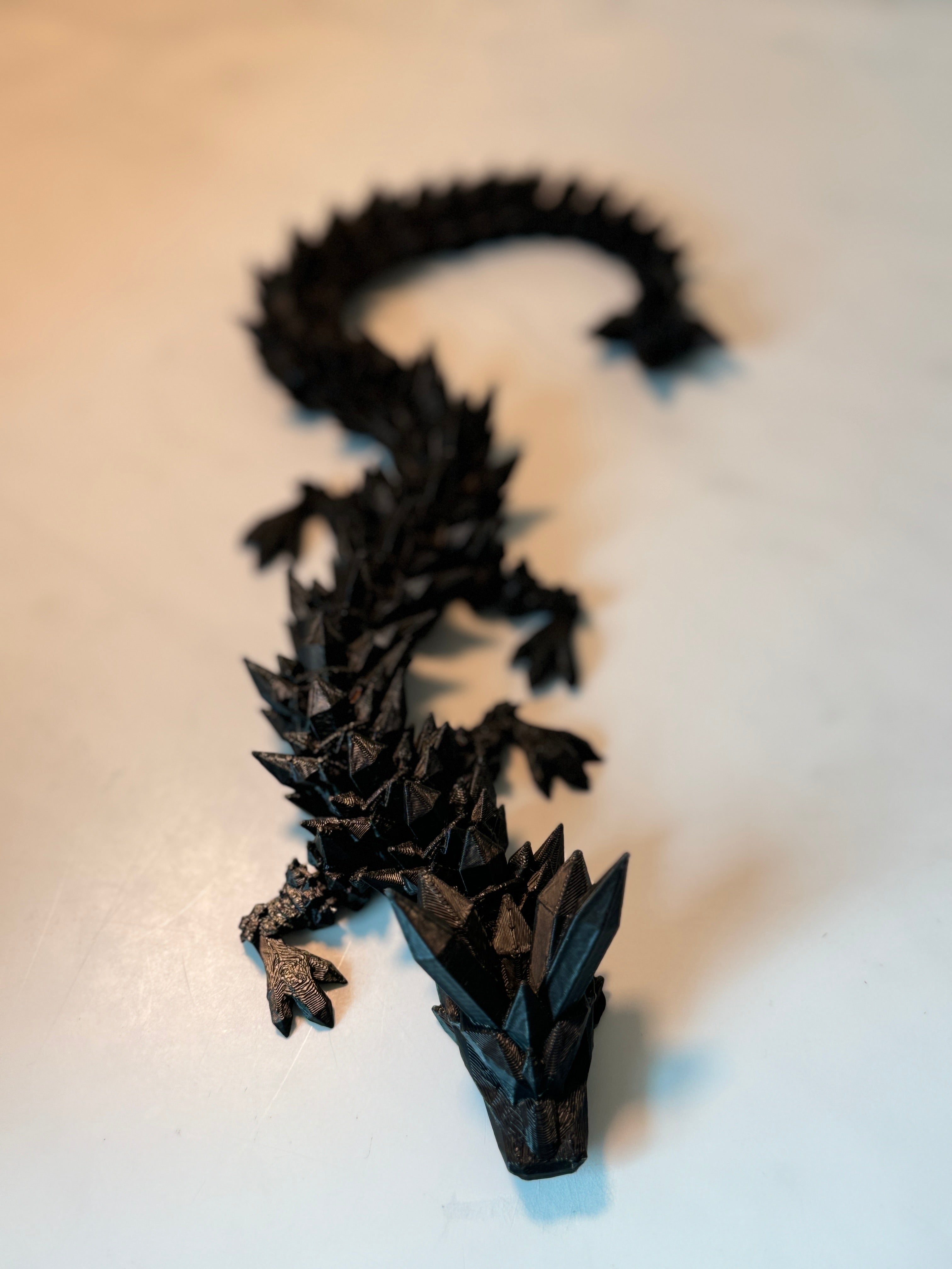 Black 3D Dragon Fidget Toy, Articulated Flexible Dragon Toy, Handmade Crystal Dragon, Gift For boyfriend, kids, Bookshelf Decor