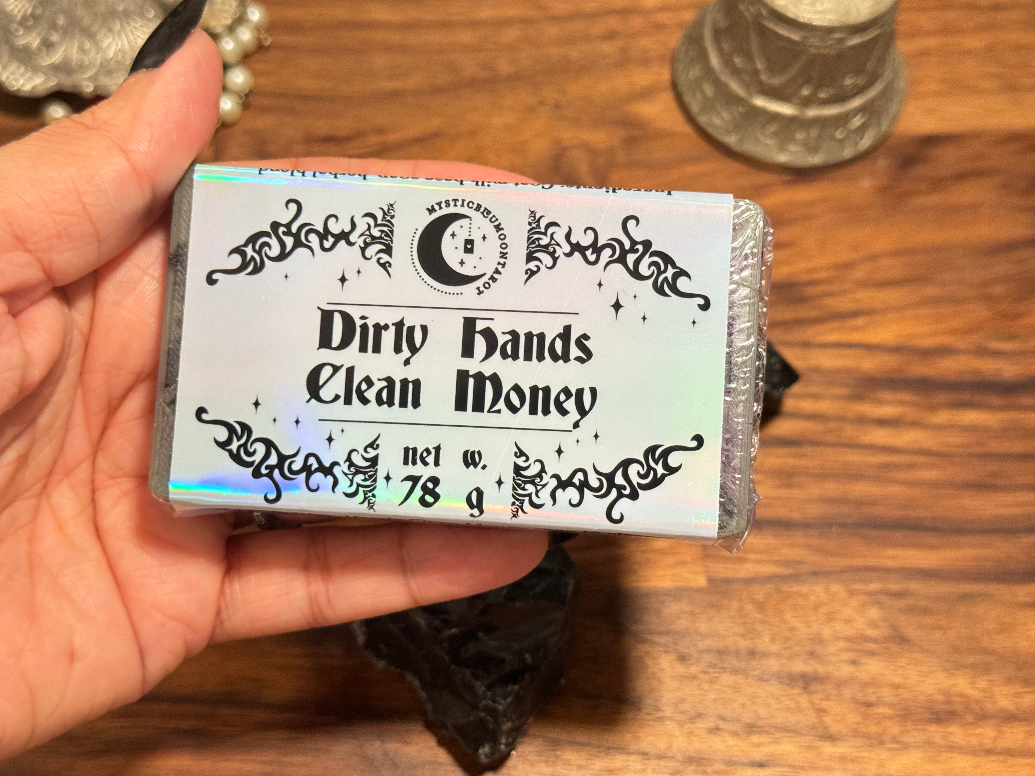 Dirty Hands Clean Money Soap | Organic Goat Milk Soap for Energy Cleansing & Banishing | Handmade Metaphysical Witchcraft Soap