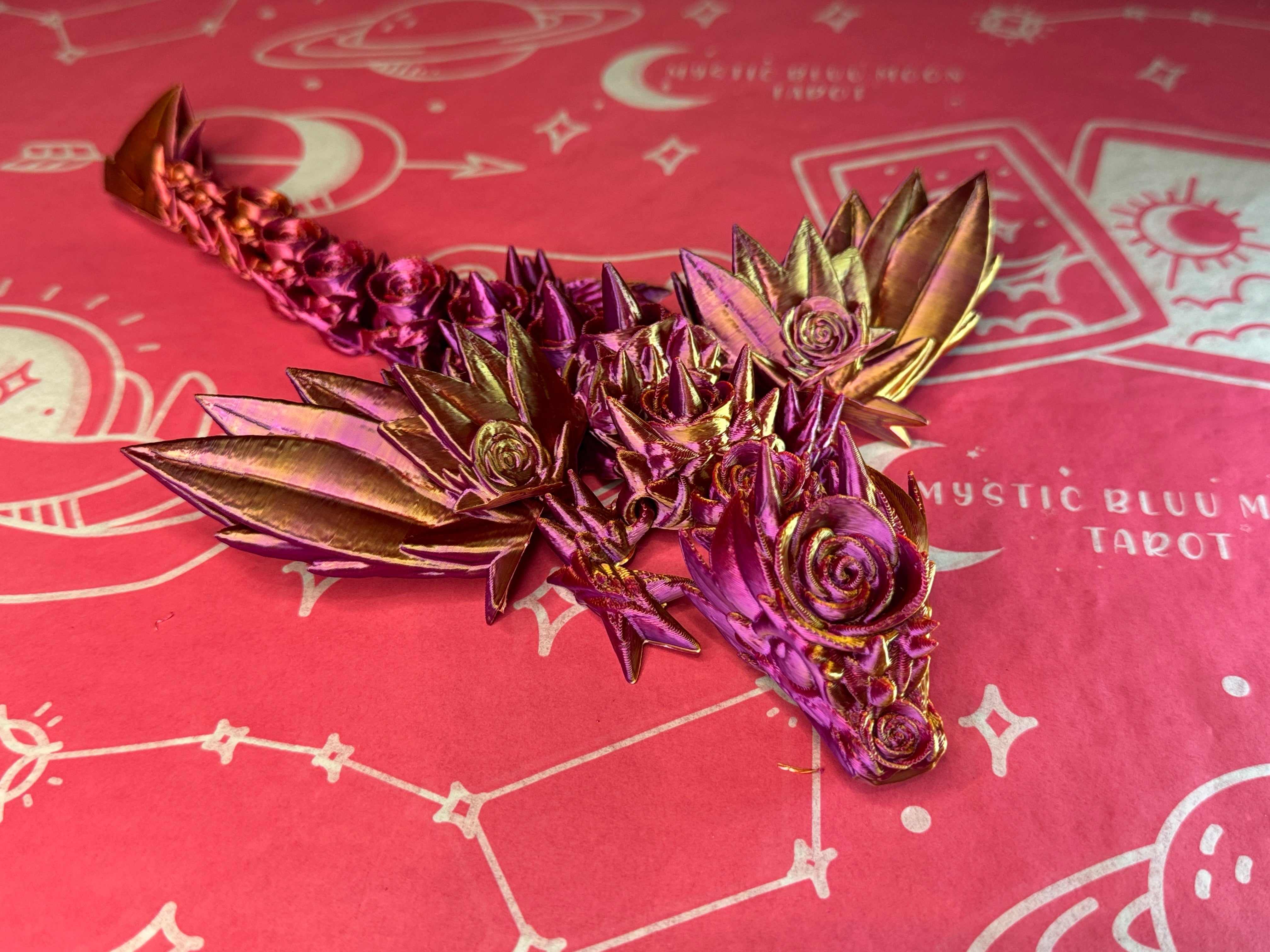 3D Rose Wing Dragon, Pin Purple Glitter Color, desk toy, fidget toy, gift for rose lover