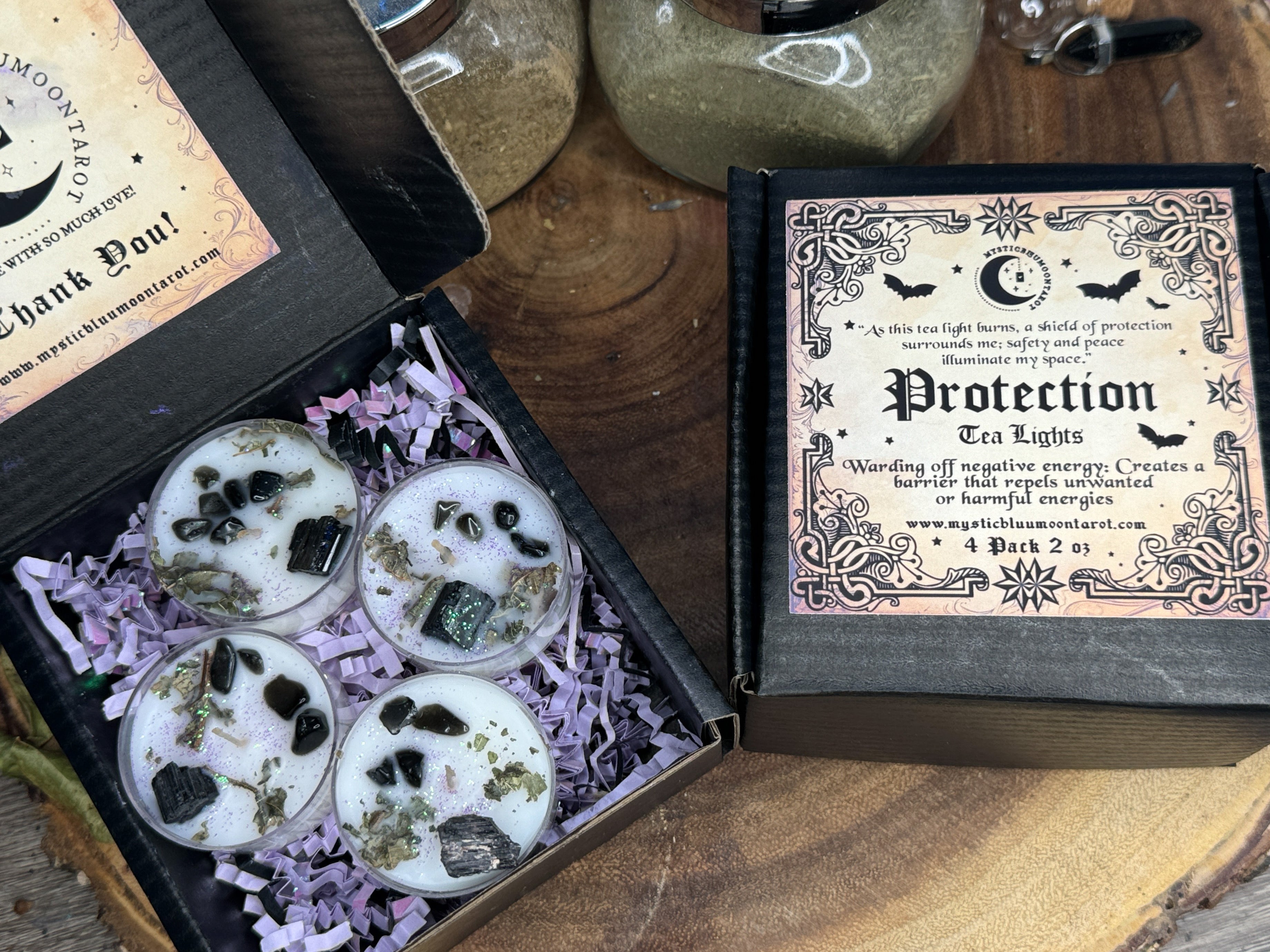 Protection Tealight Candles - Protects Against Negative Energy, Set Of 4, Witchcraft Supplies, Witchy Gift, Vanilla Scent