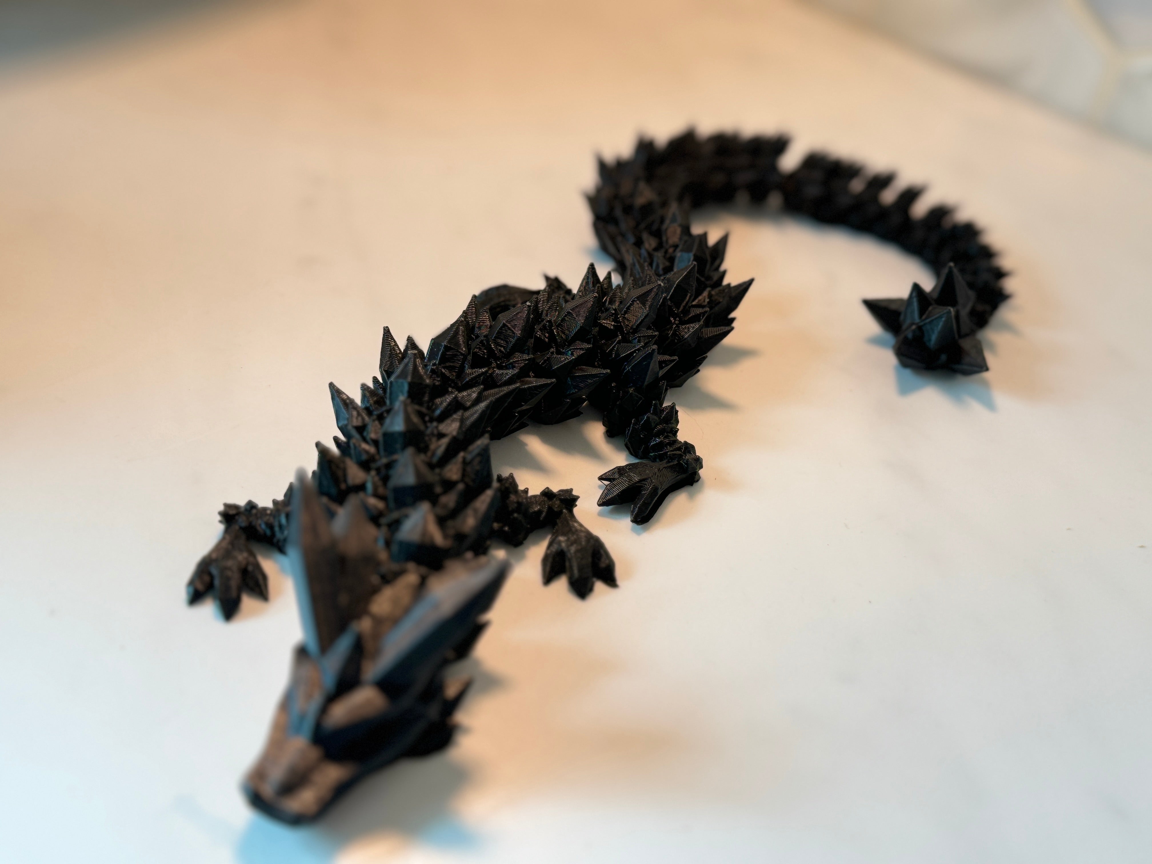 Black 3D Dragon Fidget Toy, Articulated Flexible Dragon Toy, Handmade Crystal Dragon, Gift For boyfriend, kids, Bookshelf Decor