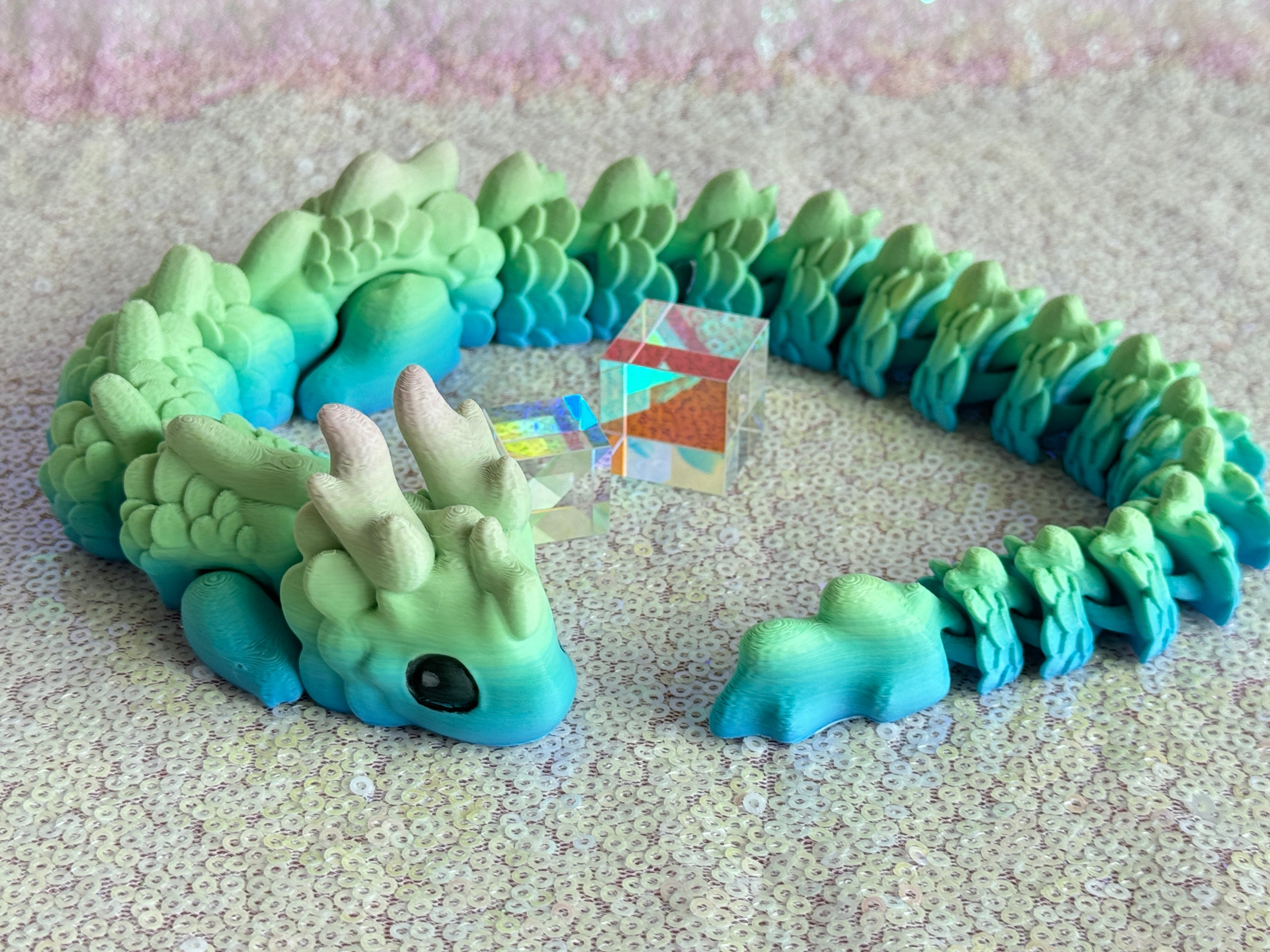 Cute 3D Dragon Fidget Toy, Colored Articulated Flexible Dragon Toy, Handmade Crystal Dragon, Gift For boyfriend, kids, Bookshelf Decor (Copy)