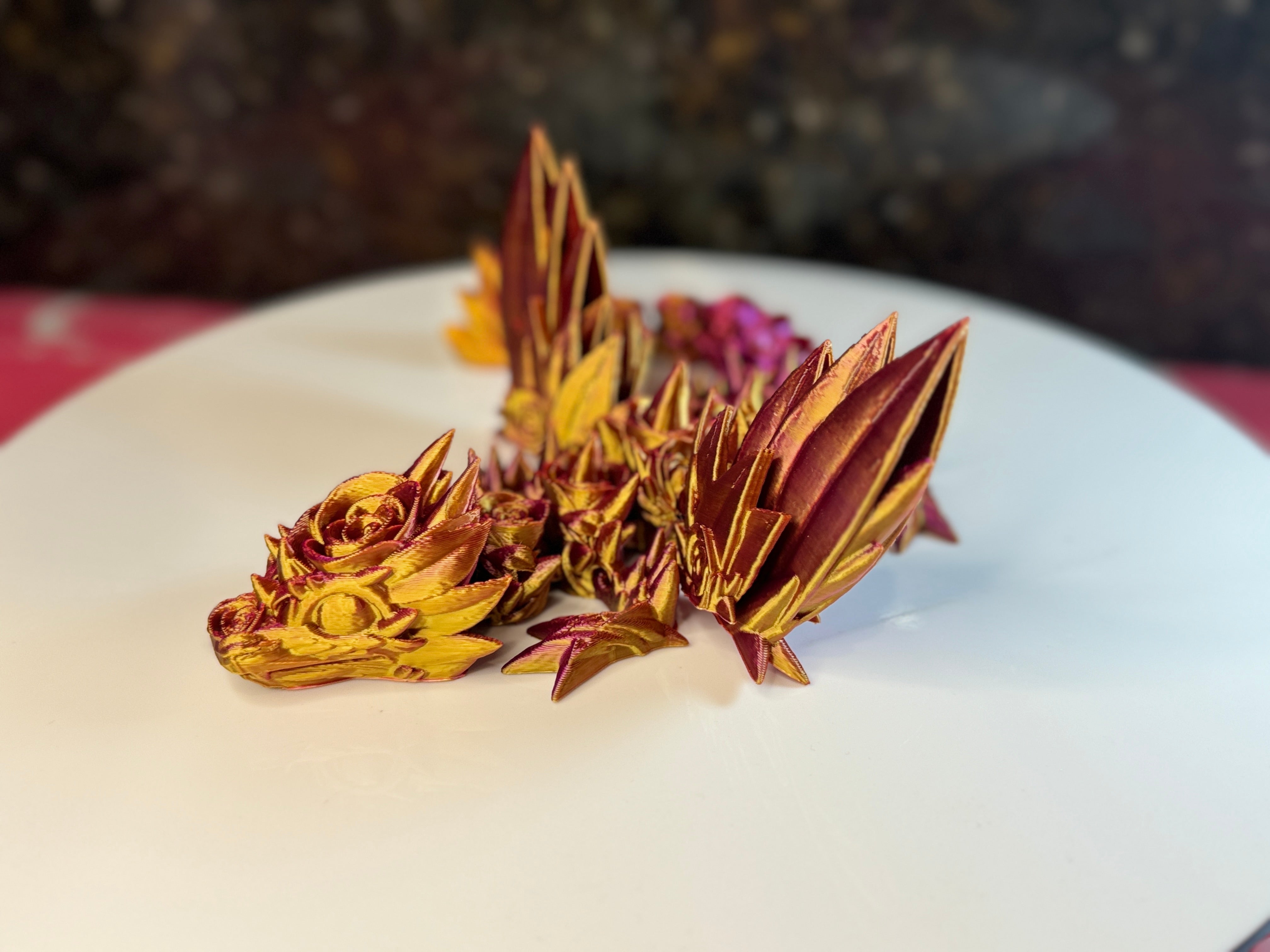 3D Rose Wing Dragon, Pin Purple Glitter Color, desk toy, fidget toy, gift for rose lover