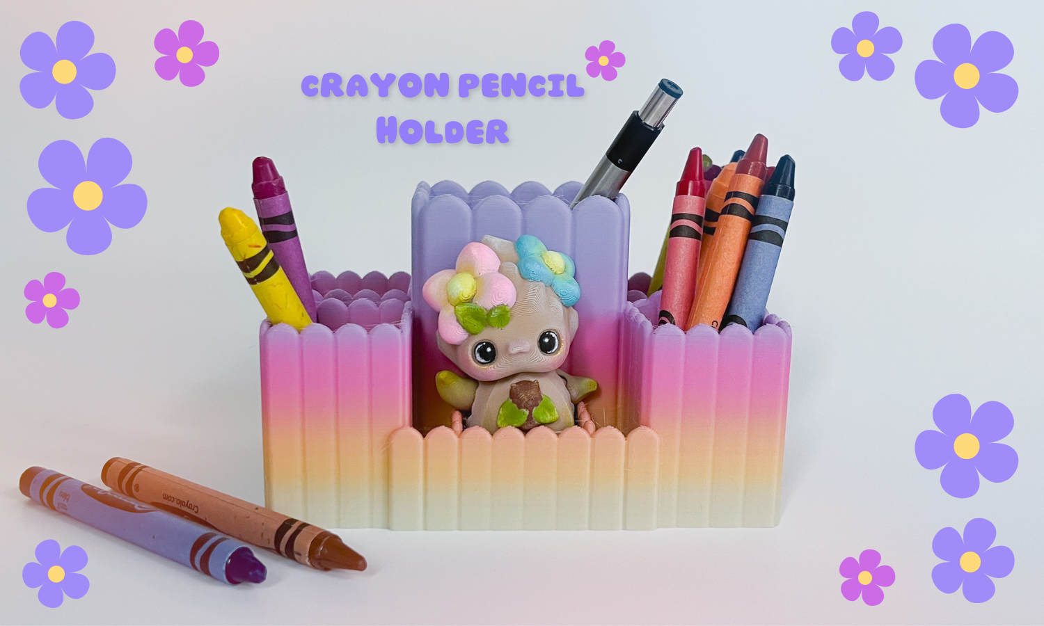 Pixie Pencil Holder Pen Holder | 3D Printed Pencil Holder, Desk Organizer | Fantasy Inspired Desk Accessory