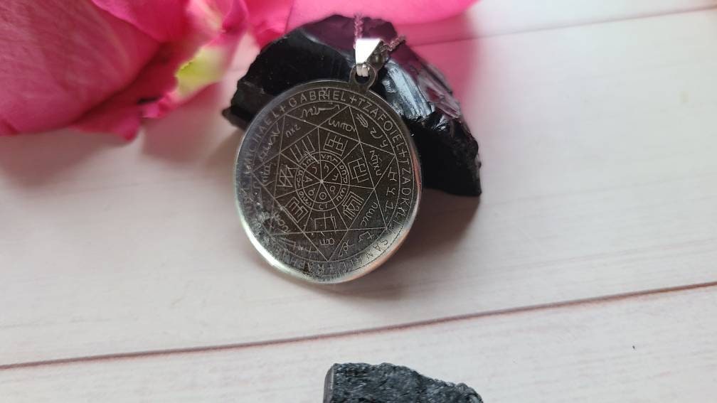 Protection Amulet, Stainless Steel Seven Archangels Seal Amulet Pendant, Spiritual Jewelry, Dainty Occult Necklace, Gift for Her