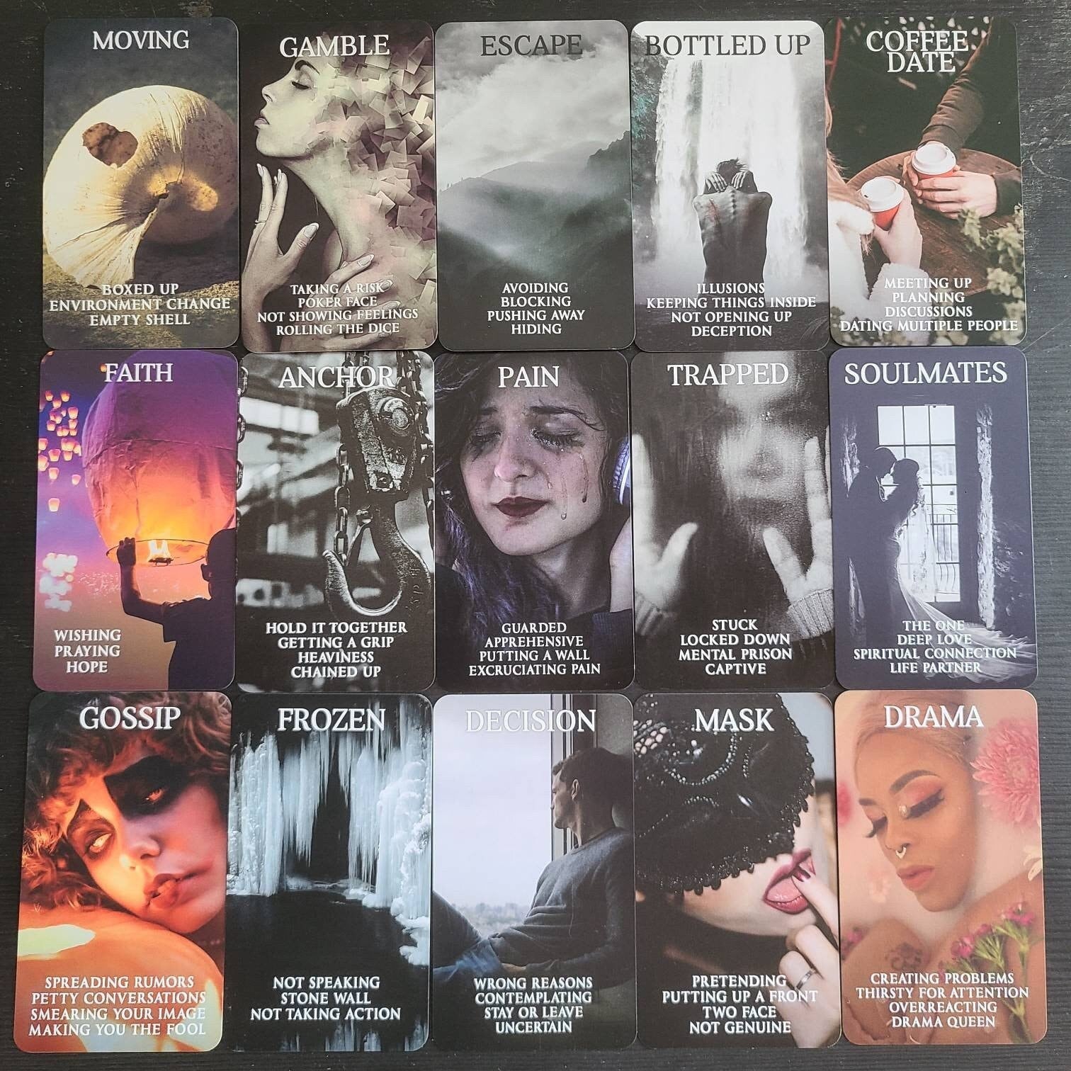 Mystic Black Rose Oracle Cards: Situations & Relationships Deck With Keywords