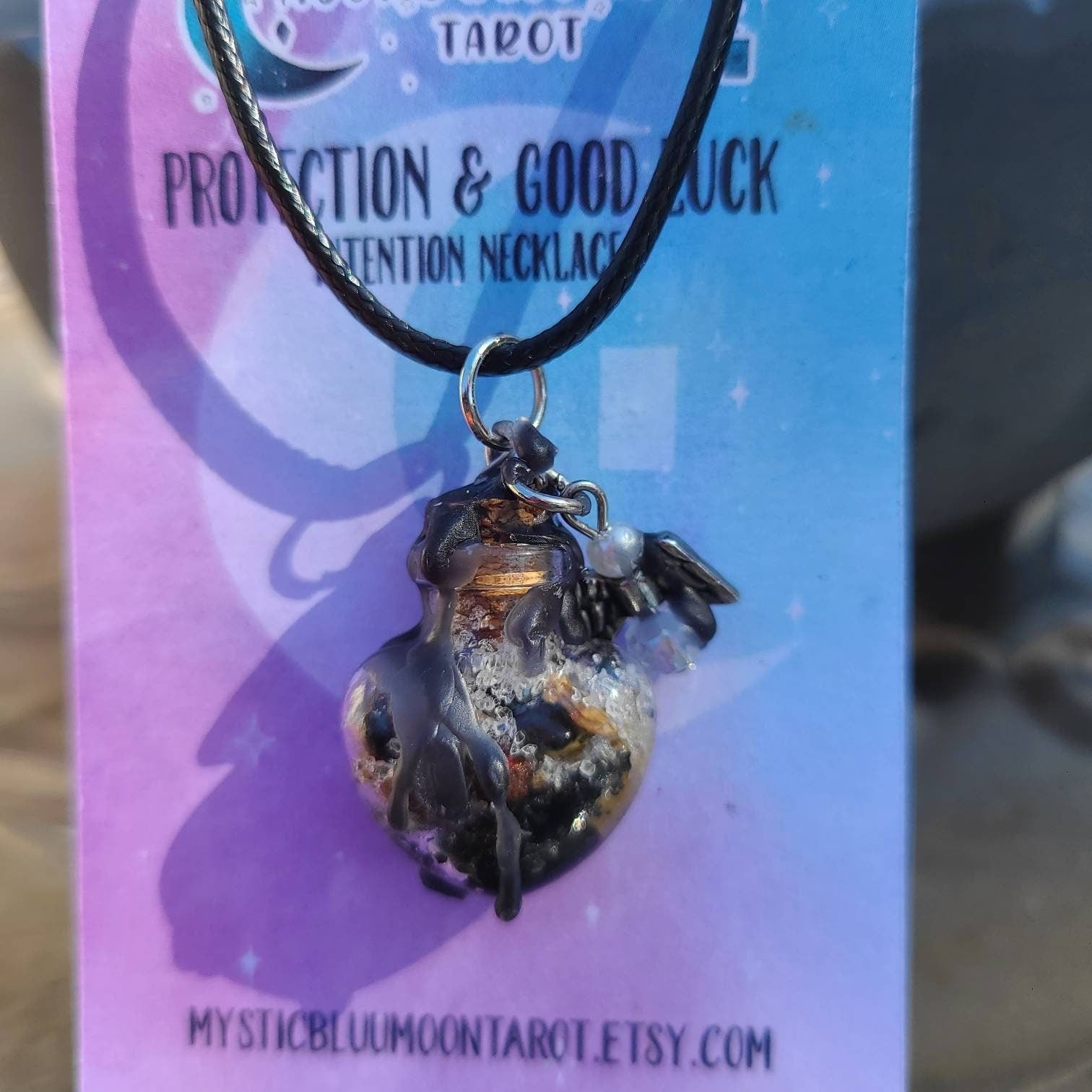 Spell Jar Protection Necklace Spiritual Jewelry | Charm | Negative Energy Evil Eye Ward Off Evil