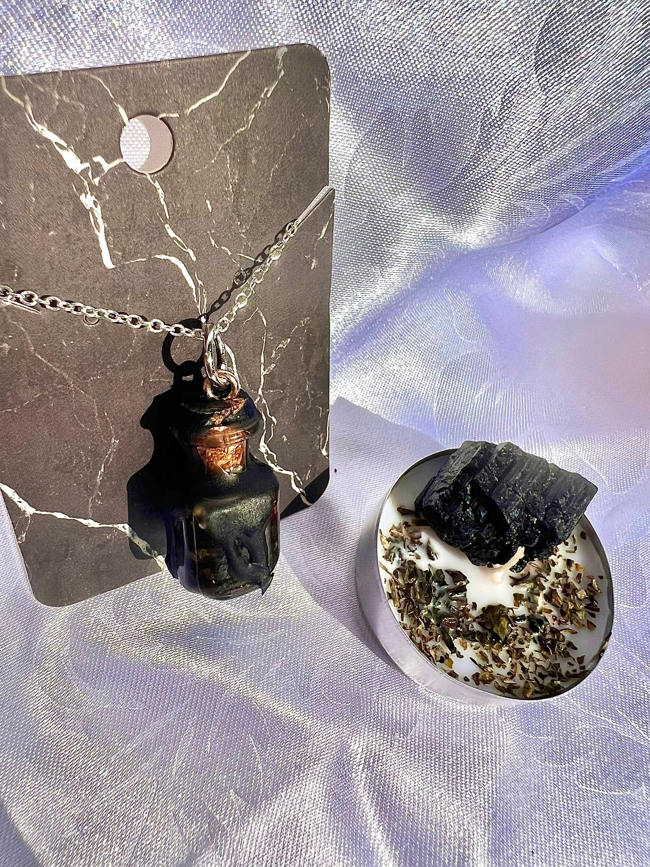 Protection Spell Necklace, Negative Energy Remover Bottle, Quita Maldicion Hex Curse Remover, Spiritual Jewelry, Hoodoo Talisman