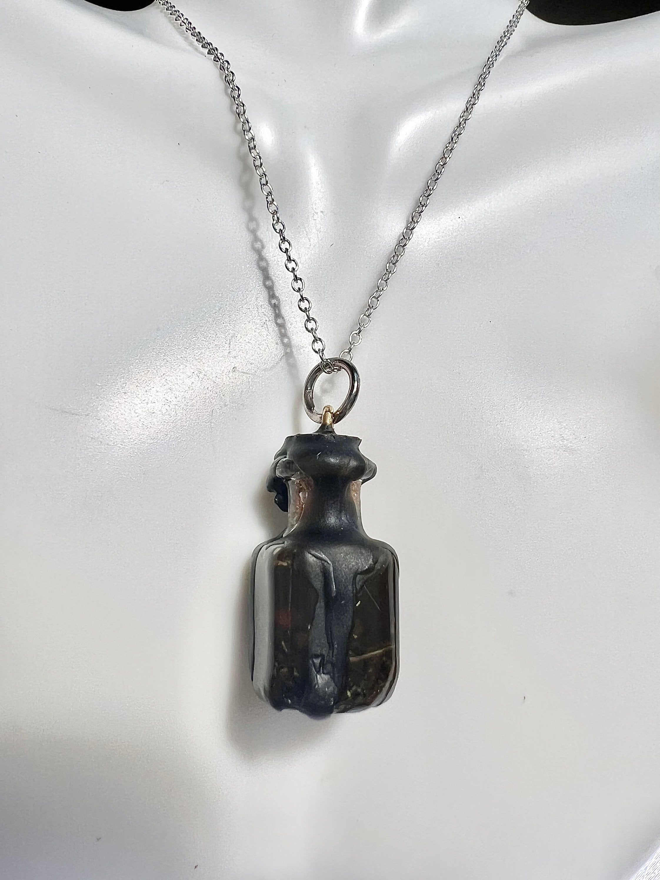 PROTECTION Spell Bottle Jar Necklace Quartz Crystals - Negative Energy Evil Eye Ward Off Hoodoo Spell Protection Jewelry