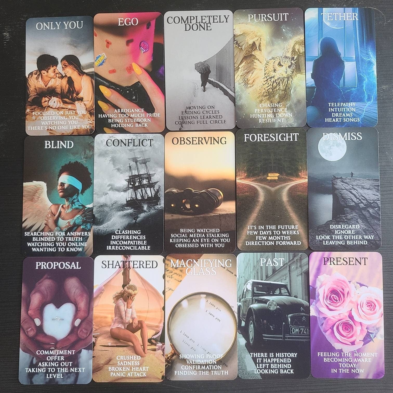 Mystic Black Rose Oracle Cards: Situations & Relationships Deck With Keywords