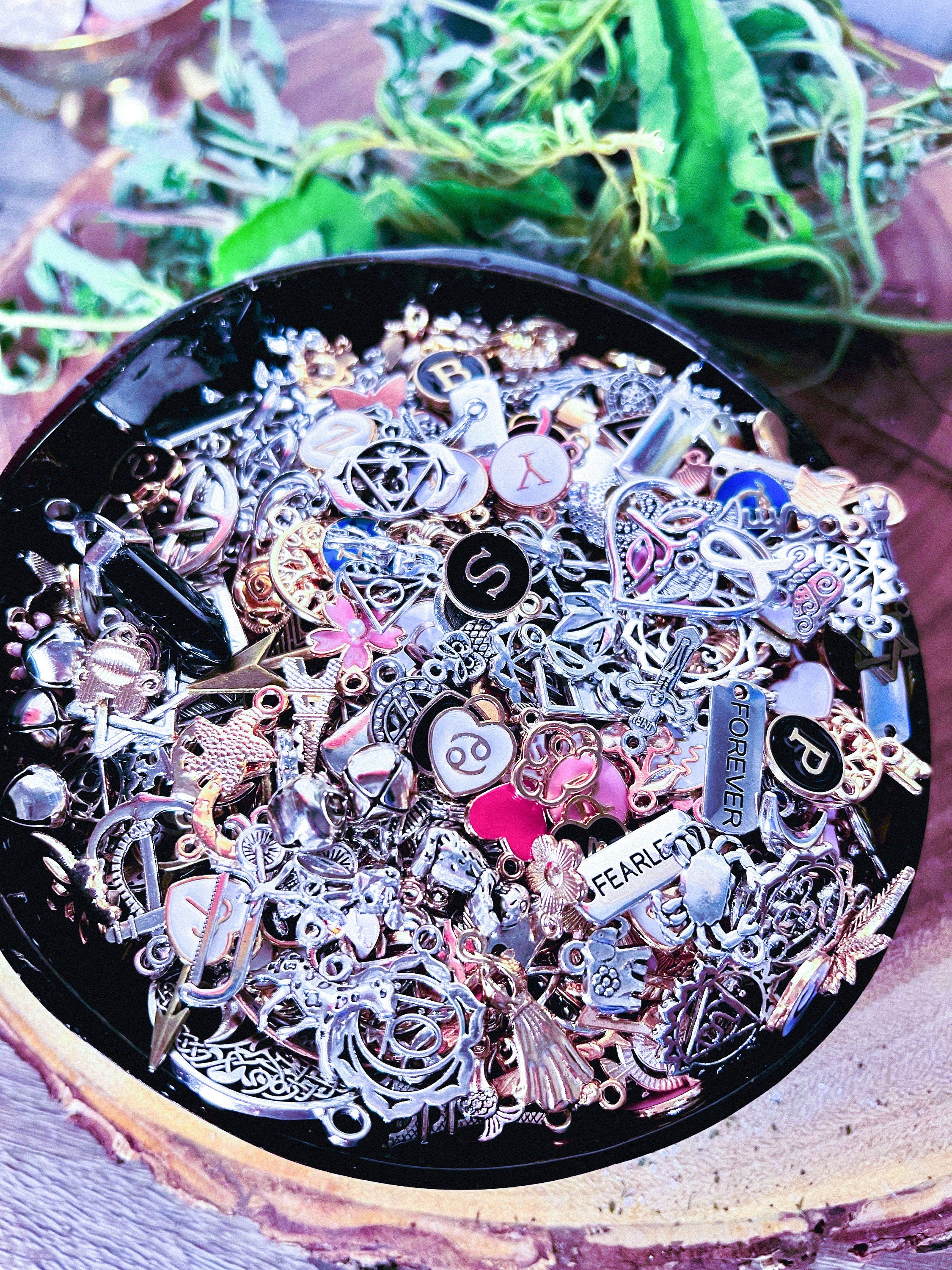 Divination Charms Confetti 1 Scoop | Lucky Dip Mystery Divination Charm Casting Readings Silver Gold Enamel | Zodiac & Letters