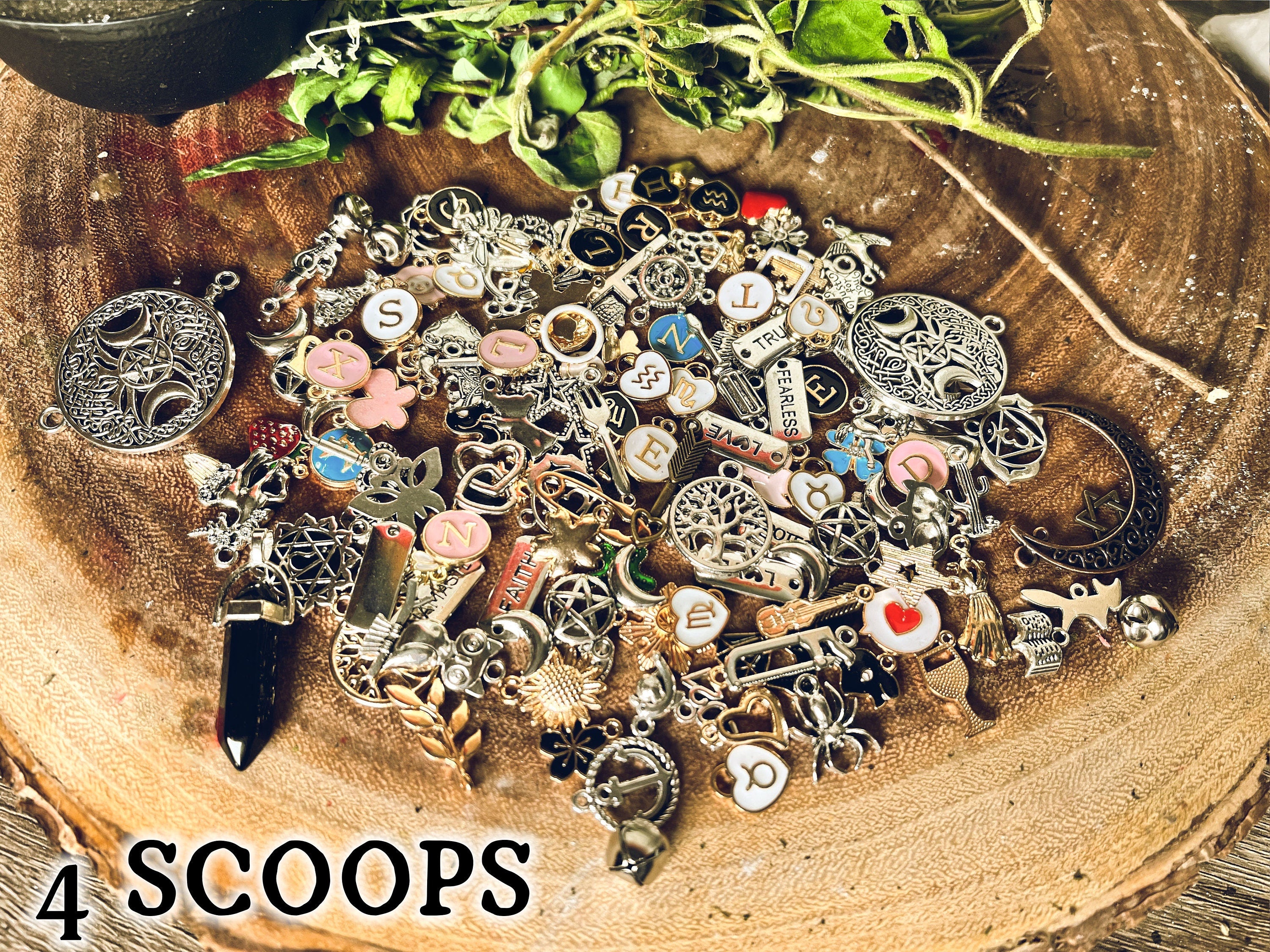 Divination Charms Confetti Scoop Lucky Dip Mystery Divination Charm Casting Witch Kit Unique Items Readings Silver Gold Enamel