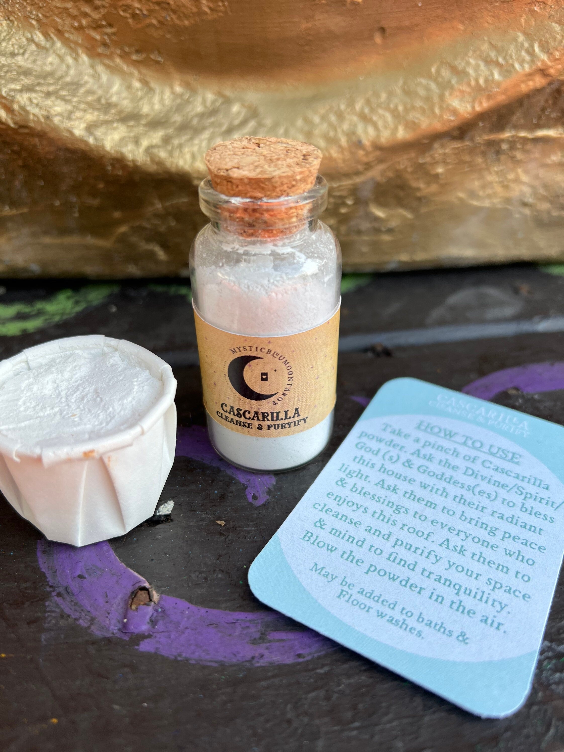 Cascarilla Powder Corked Vial Powerful Efun Eggshell Powder Handmade | Santeria Hoodoo | Cleansing Powder Purging Negative Energy