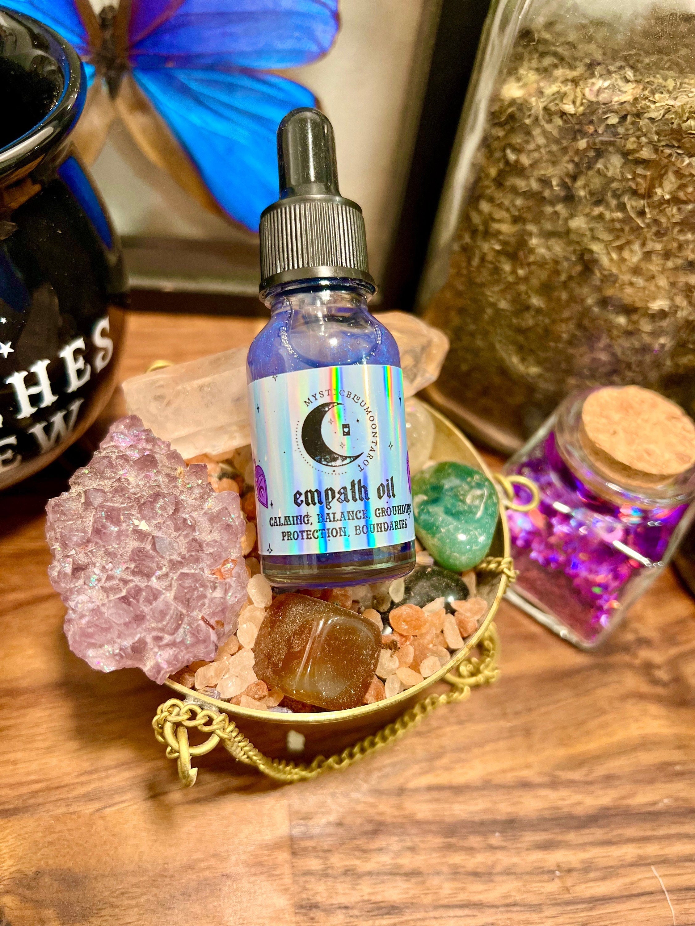 Empath Oil Protection Ritual Oil Witchcraft Magick Grounding Anxiety Relief Stress Calming Moon Amethyst Wicca Witch Oil Cleansing