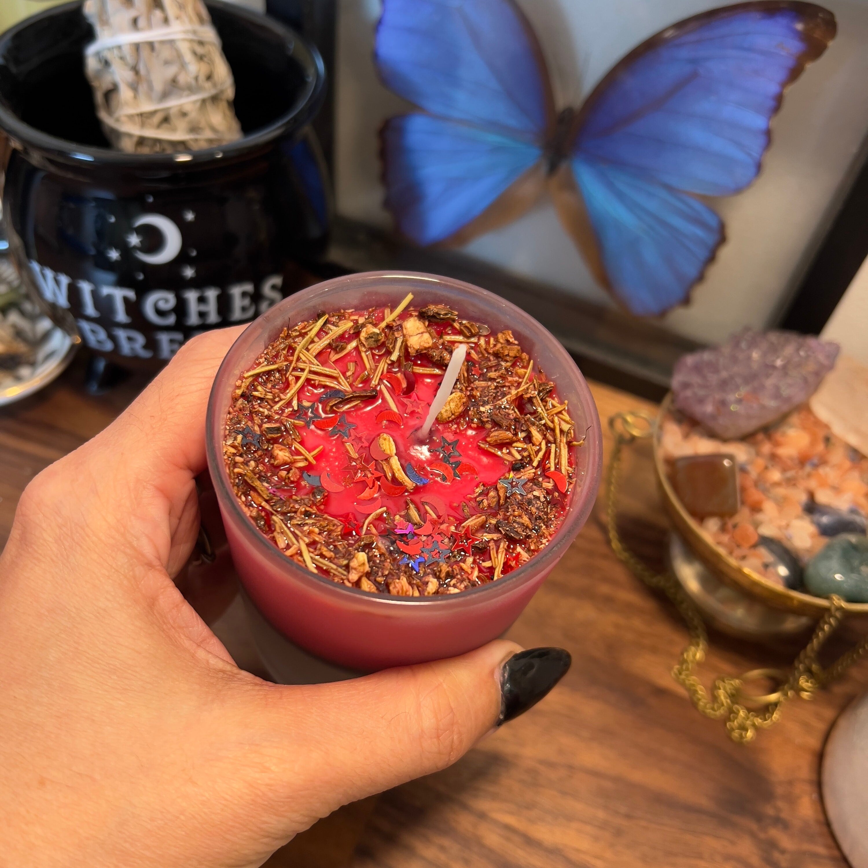 Reversal Fixed Candle Energy Cleansing Return to Sender Ward Off Negativity Spiritual Candles Spell Candle, Witch Tools, Crystal Infused