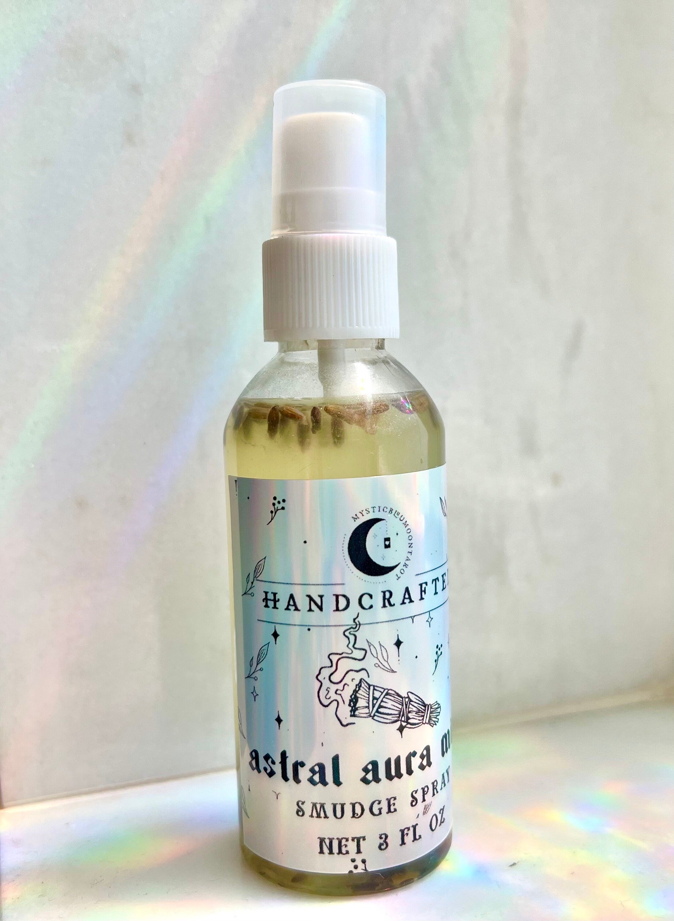 Astral Aura Cleanse: 2oz Smudge Spray - Positive Vibes, Purification, Crystal Infused, Aura Cleansing, Chakra Balancing, Meditation Mist