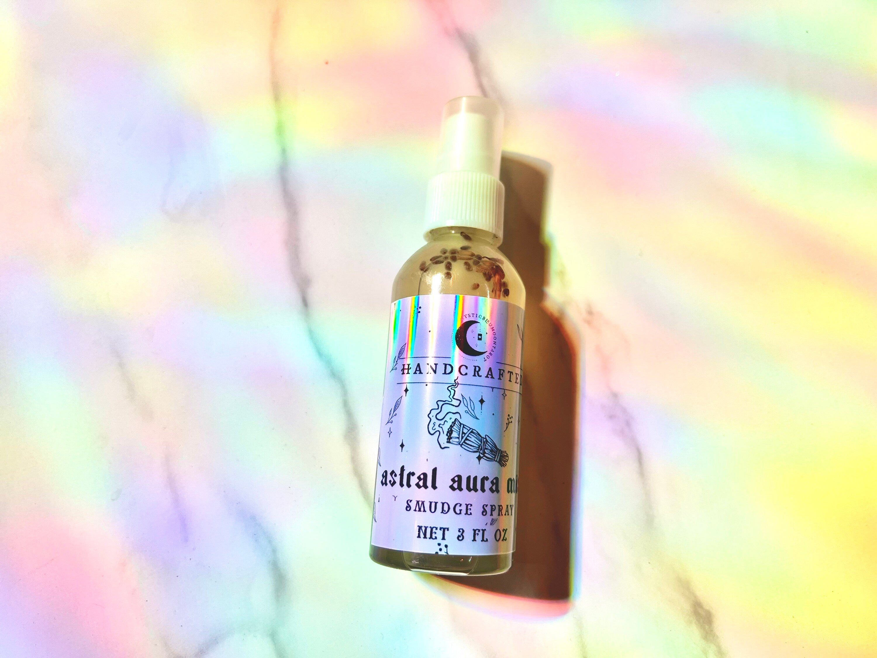 Astral Aura Cleanse: 2oz Smudge Spray - Positive Vibes, Purification, Crystal Infused, Aura Cleansing, Chakra Balancing, Meditation Mist