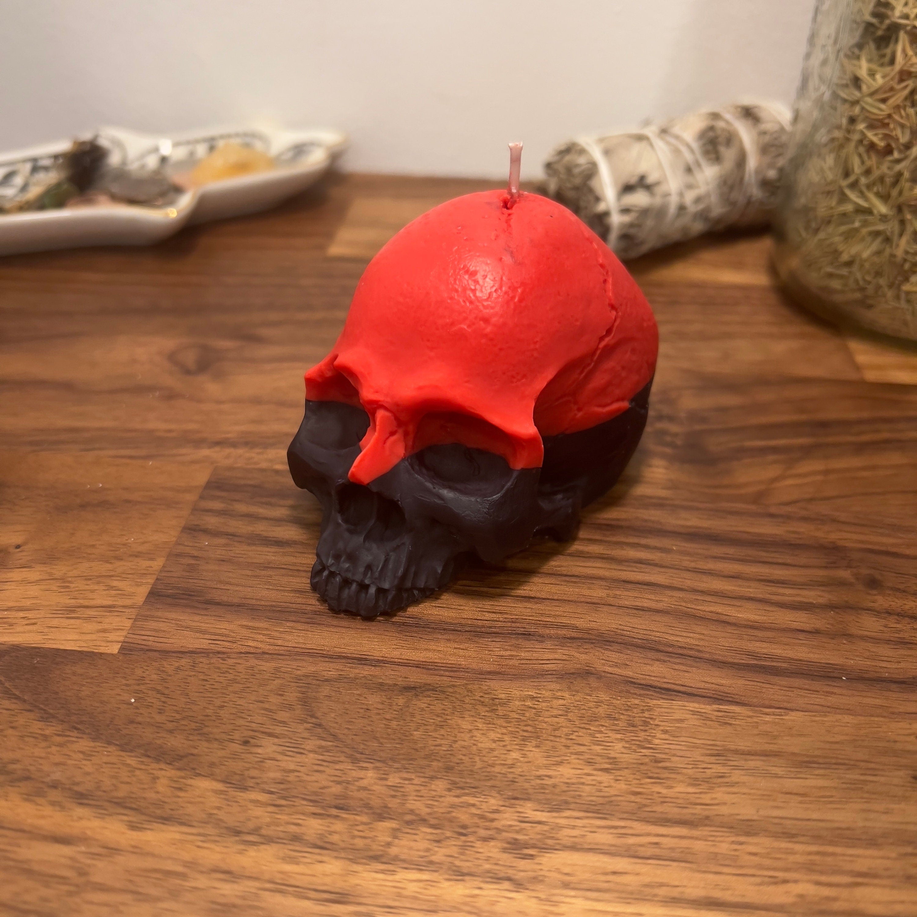 Reversal Skull Candle, Spell Intention Candle Witchcraft Figure Shape Black Magic Spell Head Work Pegan Wicca Hoodoo Voodoo Santeria