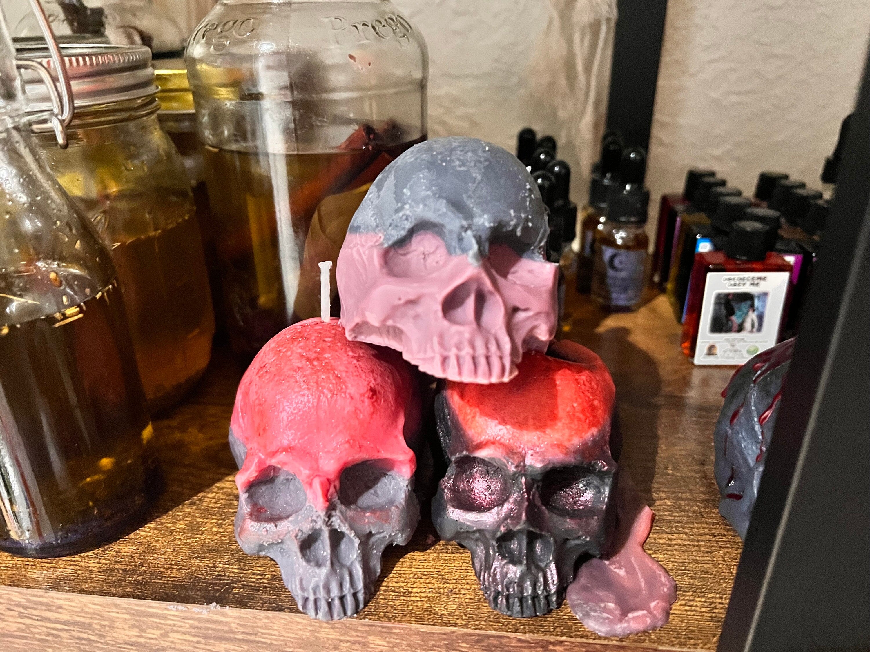 Reversal Skull Candle, Spell Intention Candle Witchcraft Figure Shape Black Magic Spell Head Work Pegan Wicca Hoodoo Voodoo Santeria