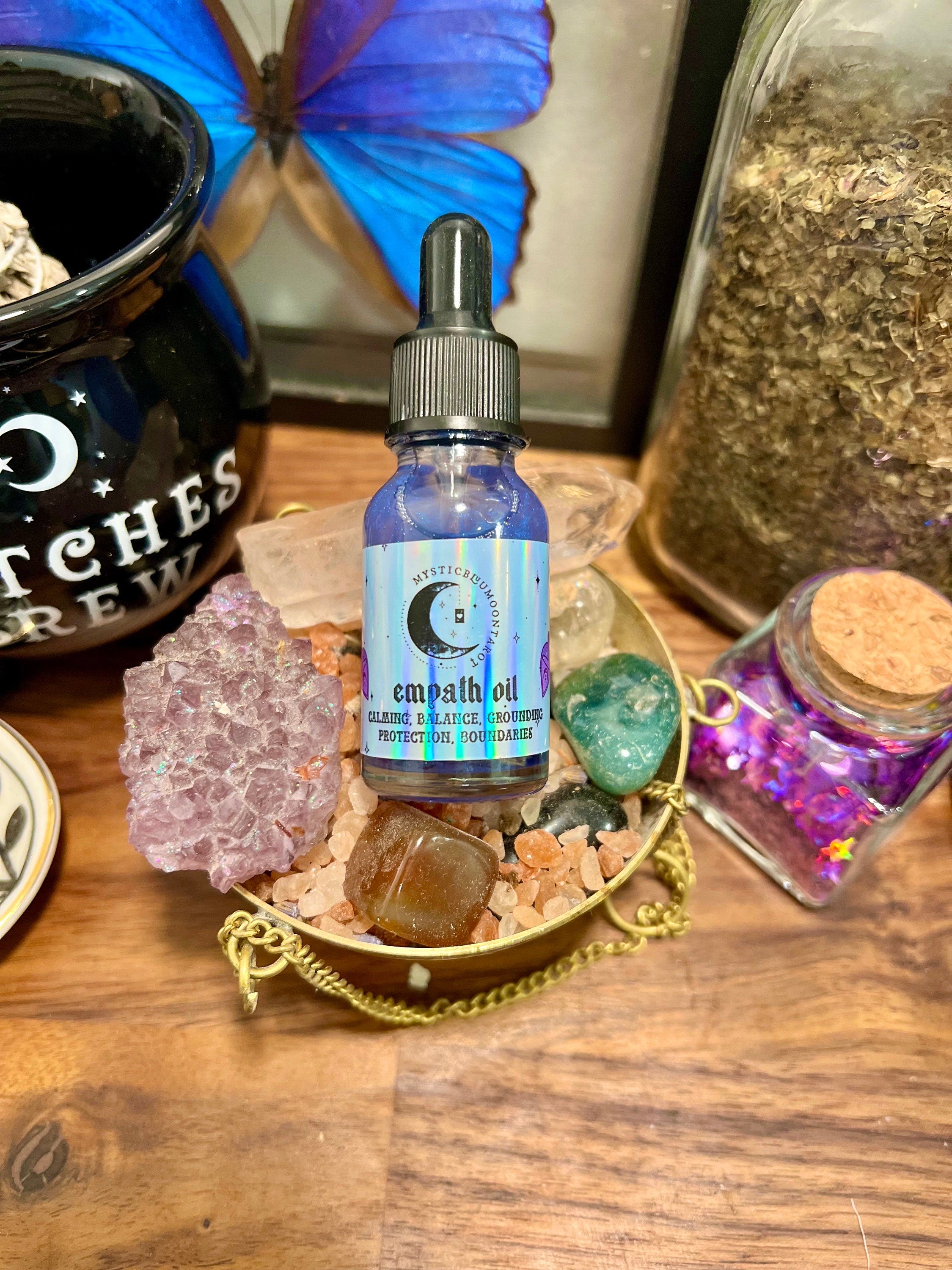 Empath Oil Protection Ritual Oil Witchcraft Magick Grounding Anxiety Relief Stress Calming Moon Amethyst Wicca Witch Oil Cleansing