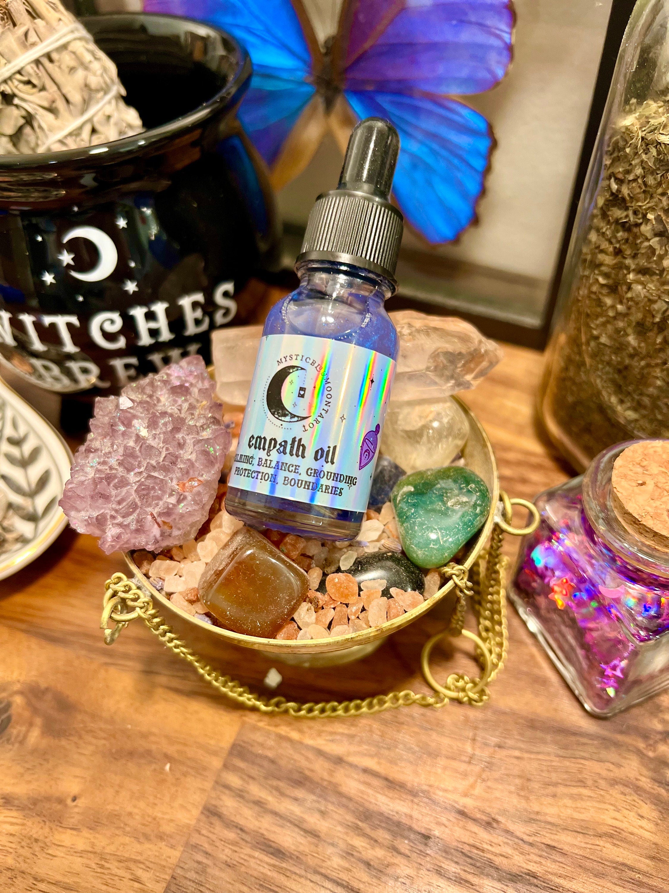 Empath Oil Protection Ritual Oil Witchcraft Magick Grounding Anxiety Relief Stress Calming Moon Amethyst Wicca Witch Oil Cleansing