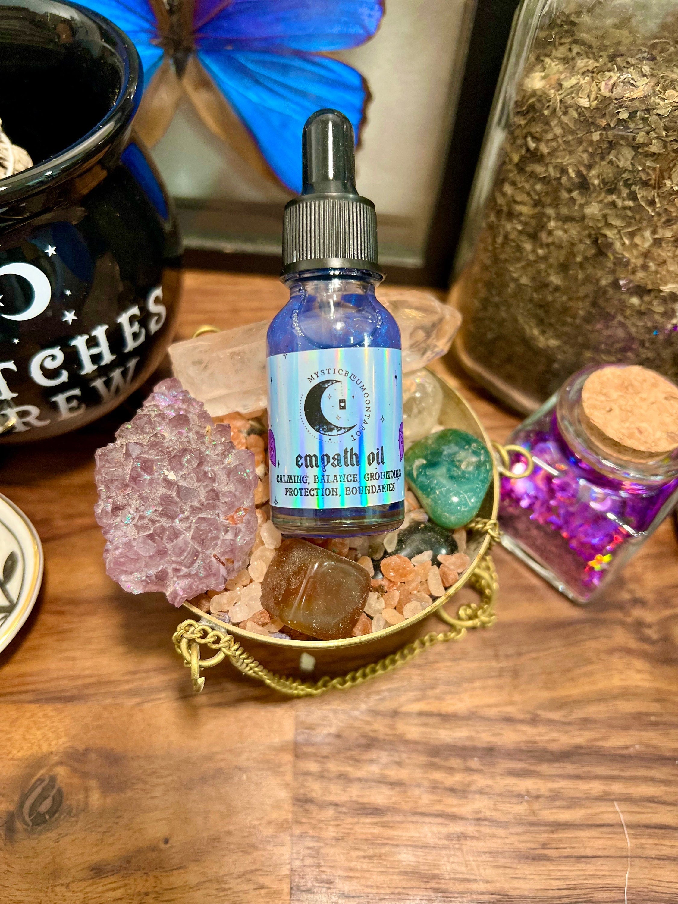 Empath Oil Protection Ritual Oil Witchcraft Magick Grounding Anxiety Relief Stress Calming Moon Amethyst Wicca Witch Oil Cleansing