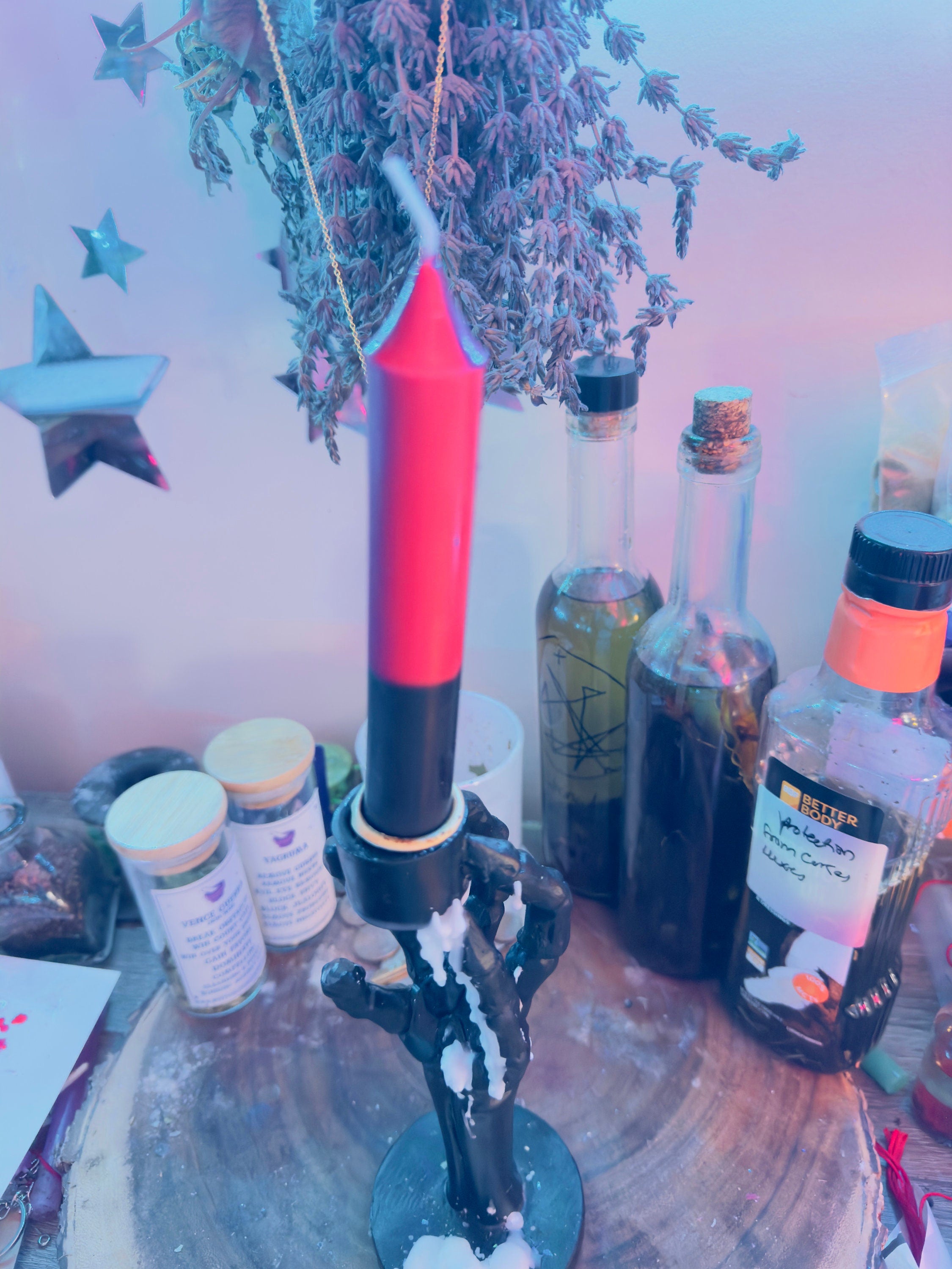 Reversing Spell Candle: Black and Red, Hand-Poured 6in Candle For Rituals, Spells, Eleggua