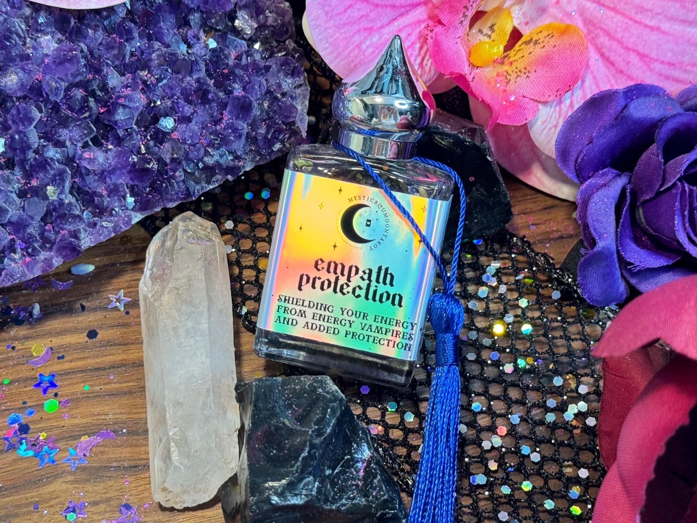 Empath Oil - Protection Ritual Oil, Protect Your Energy Witchcraft Oil Magick Black Tourmaline Moon Amethyst Wicca Witch Oil Grounding Clean