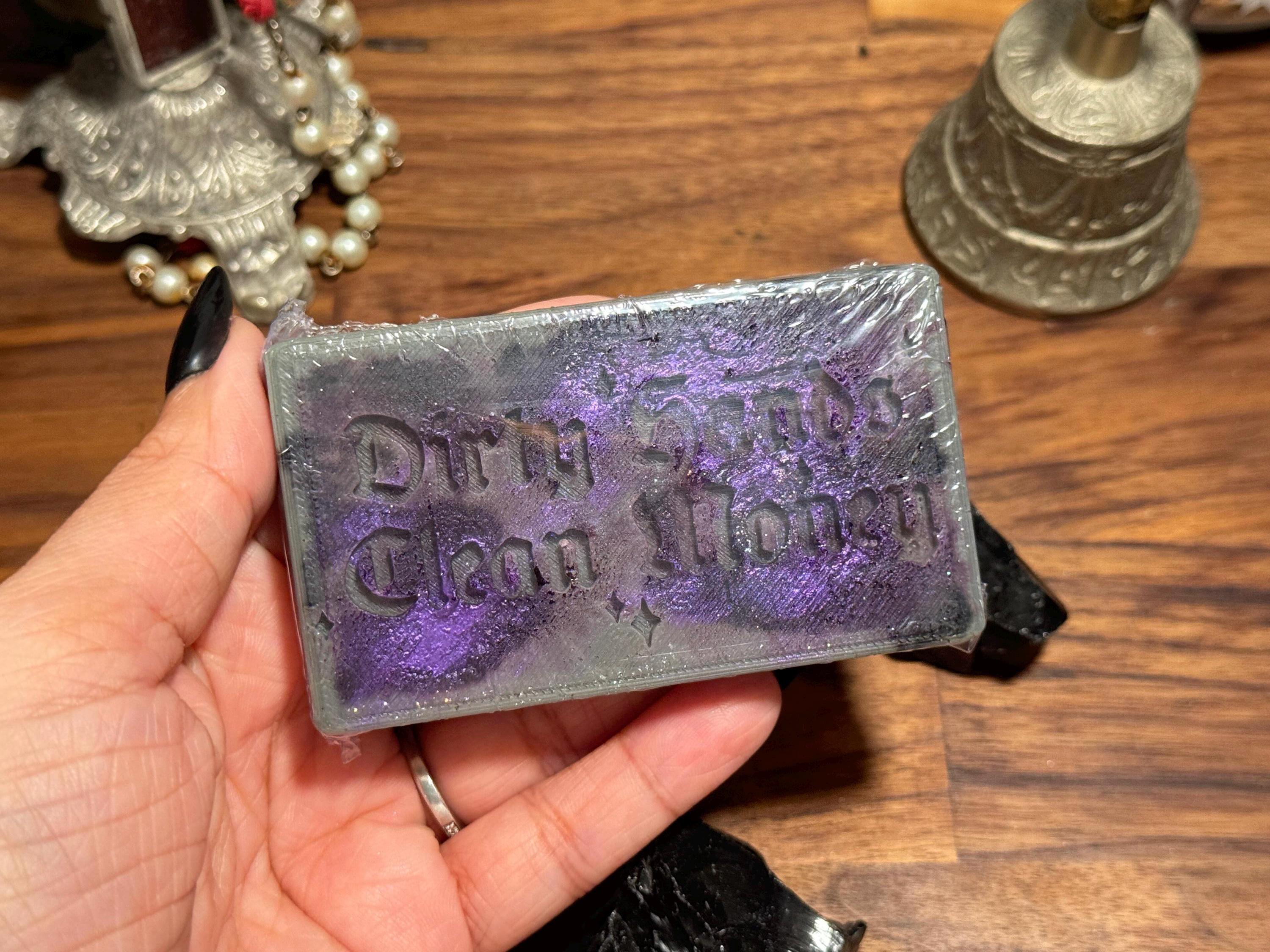 Dirty Hands Clean Money Soap | Organic Goat Milk Soap for Energy Cleansing & Banishing | Handmade Metaphysical Witchcraft Soap | Herbs