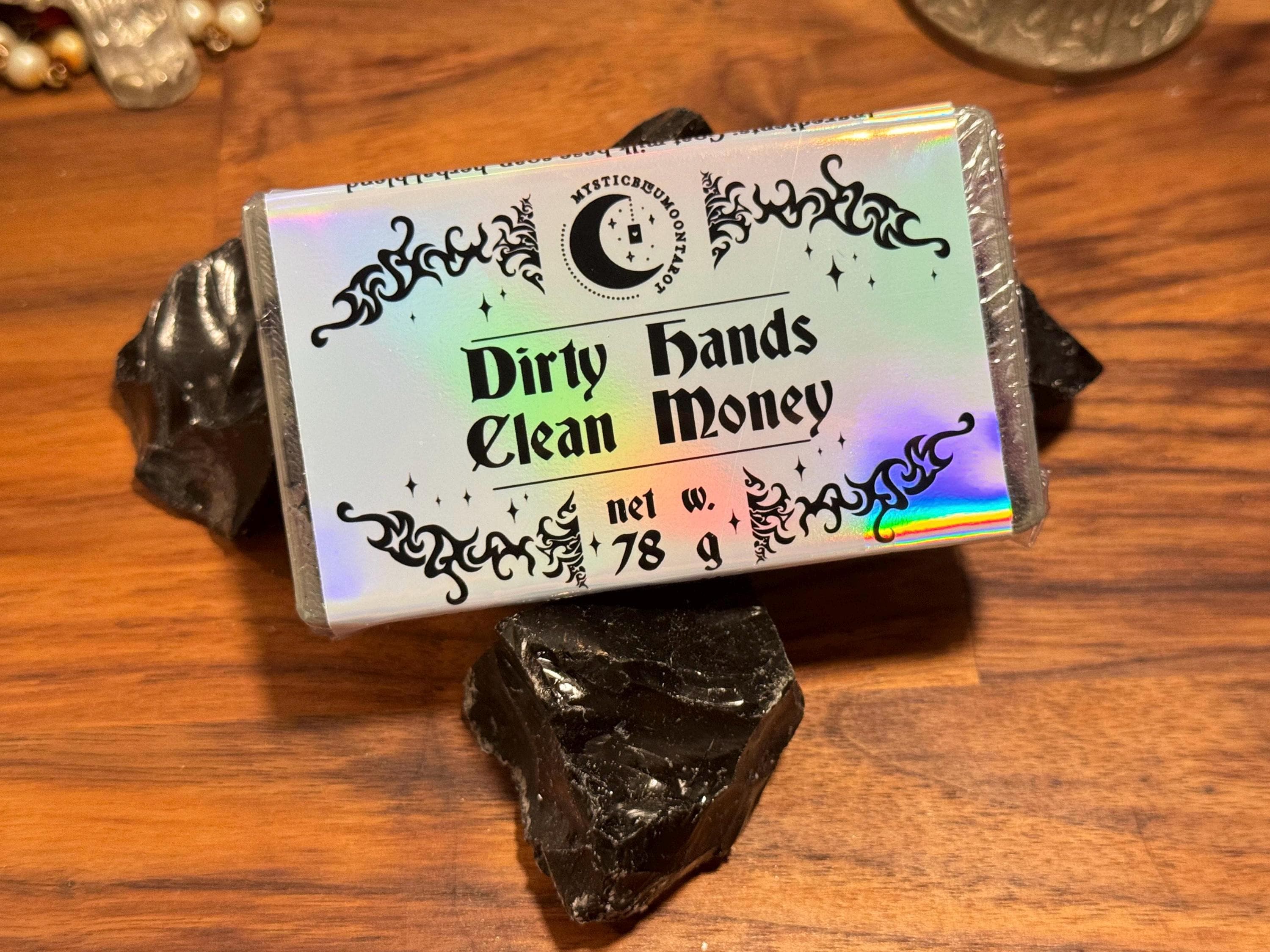 Dirty Hands Clean Money Soap | Organic Goat Milk Soap for Energy Cleansing & Banishing | Handmade Metaphysical Witchcraft Soap | Herbs