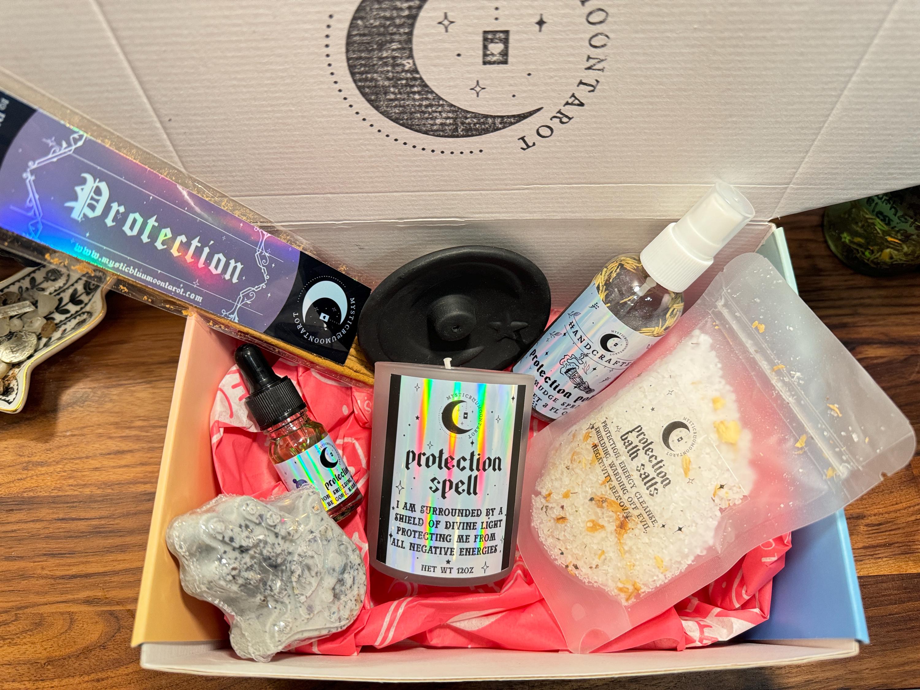 Protection Witchy Gift Set | Secret Santa Witchcraft Gift | Metaphysical Spiritual Gift Set for Witches | Pagan Wiccan Gifts for Protection