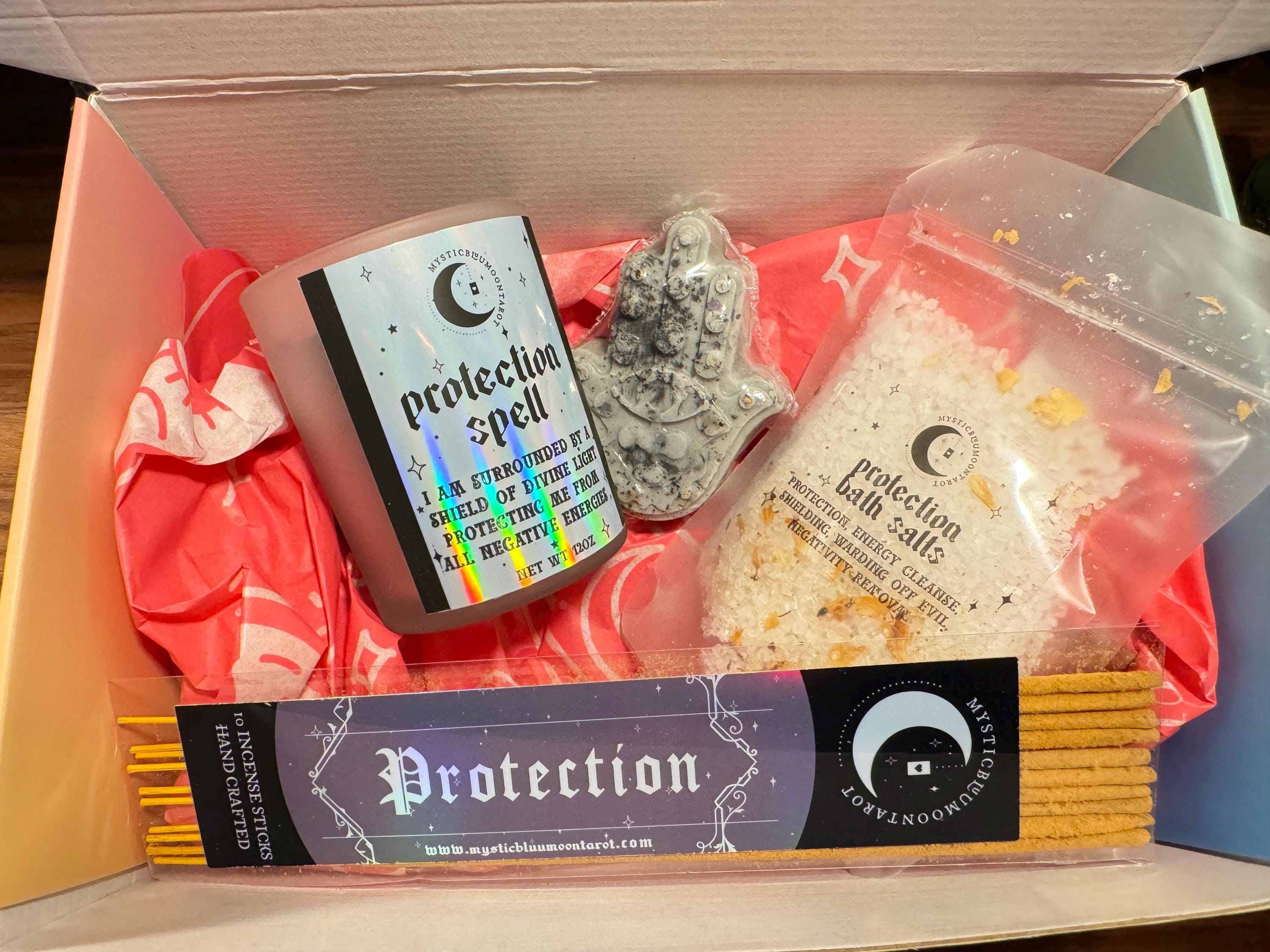 Protection Witchy Gift Set | Secret Santa Witchcraft Gift | Metaphysical Spiritual Gift Set for Witches | Pagan Wiccan Gifts for Protection