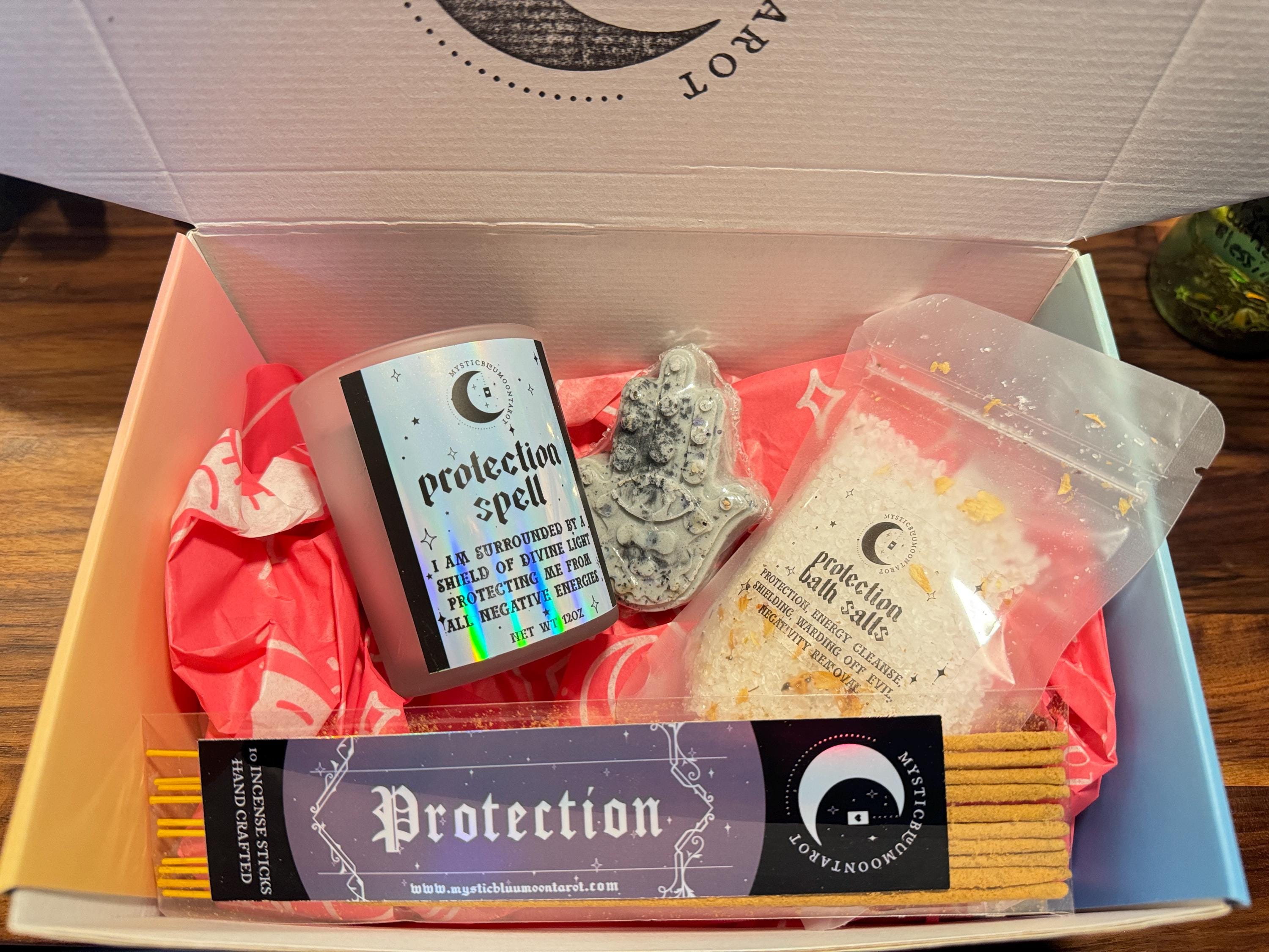 Protection Witchy Gift Set | Secret Santa Witchcraft Gift | Metaphysical Spiritual Gift Set for Witches | Pagan Wiccan Gifts for Protection