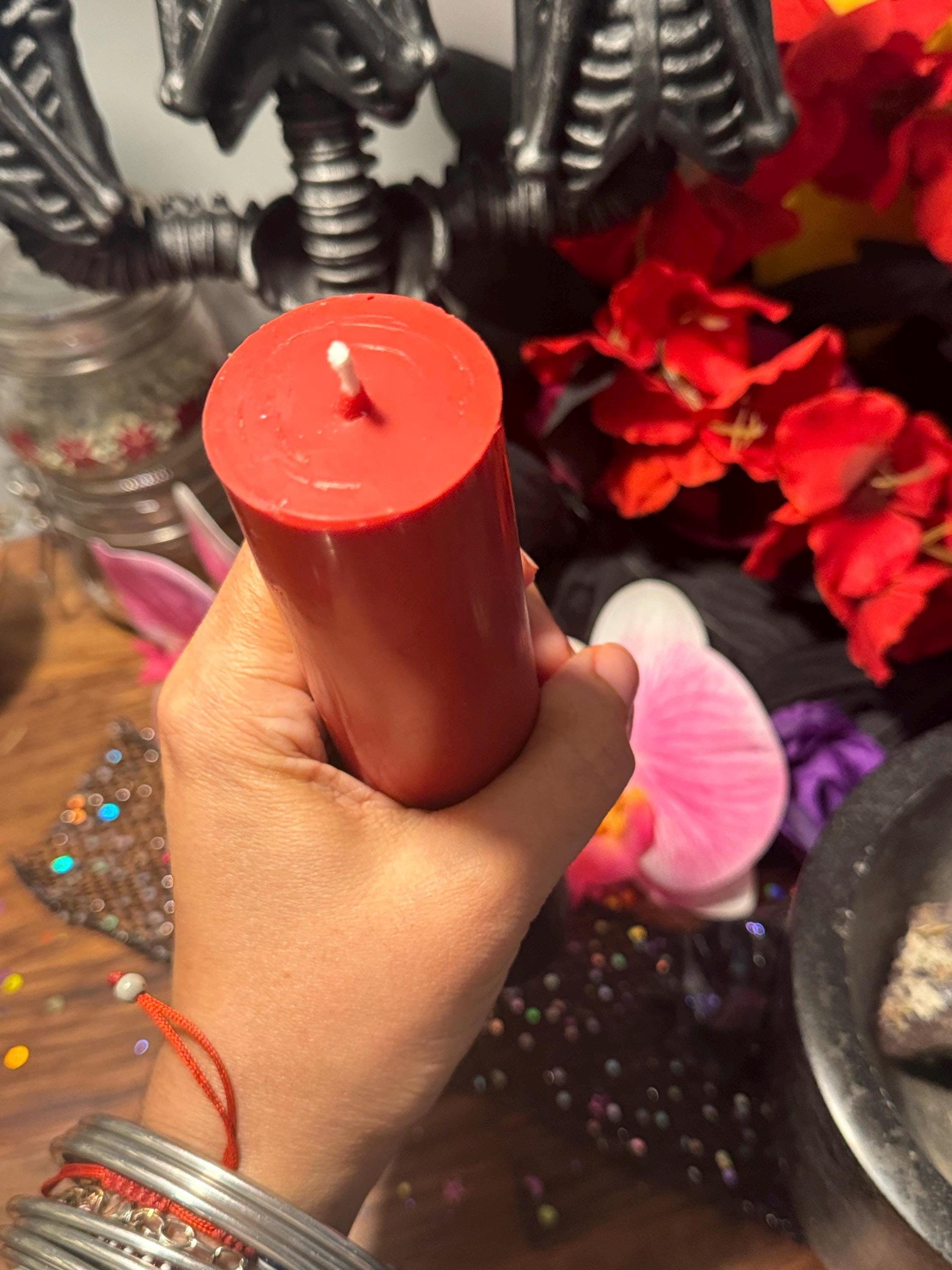 Jumbo Red and Black Ritual Candle, Pillar Reversing Return To Sender Spell Candle, Removal Of Hexes, Curses, Root Chakra, Color Magick