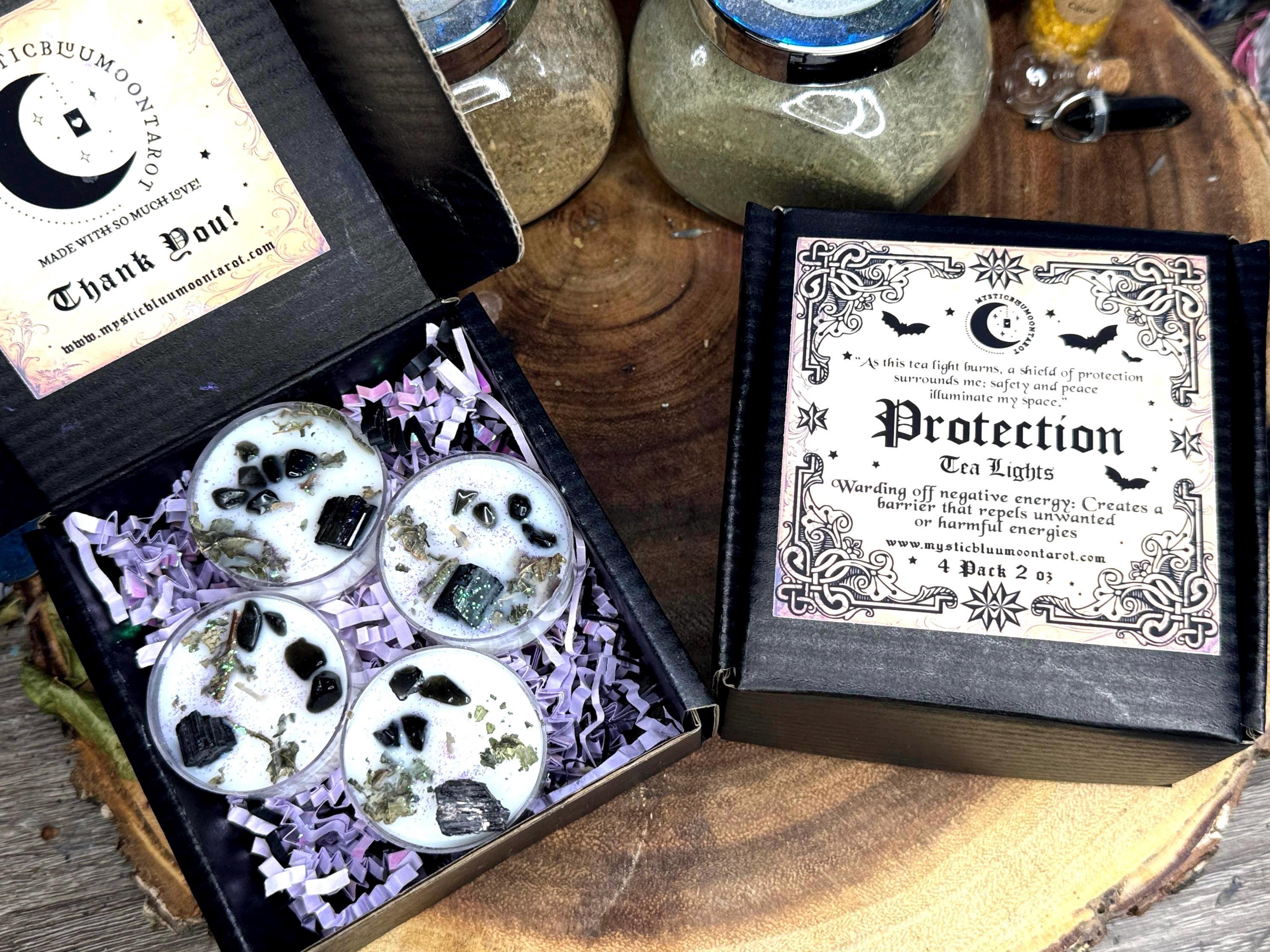 Protection Tealight Candles - Used For Rituals And Spells, Protects Against Negative Energy, Set Of 4, Witchcraft Supplies, Ritual Gift