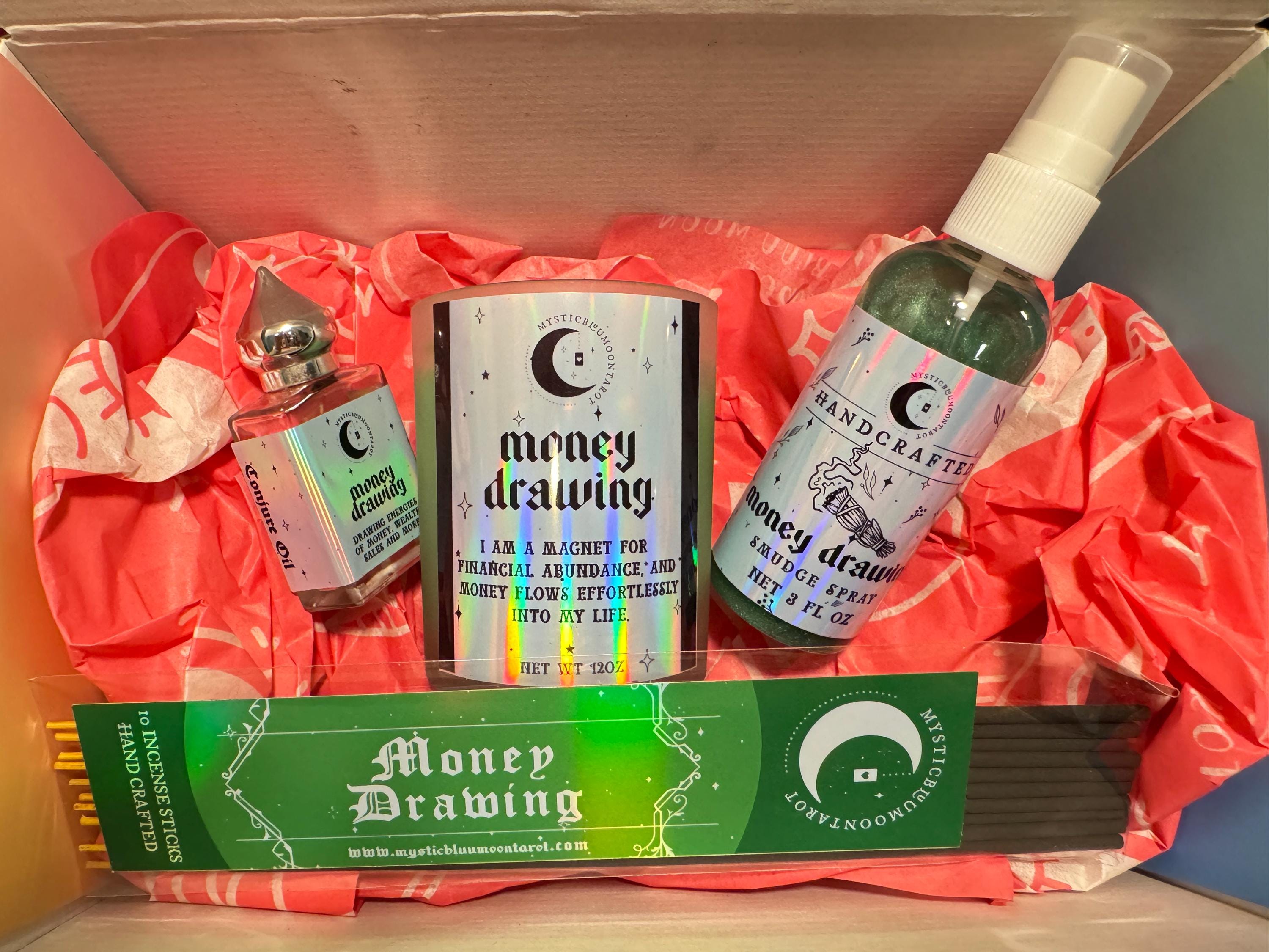 Money Drawing Witchy Gift Set | Secret Santa Prosperity Gift | Metaphysical Spiritual Gift Set for Abundance | Pagan Wiccan Gifts for Wealth