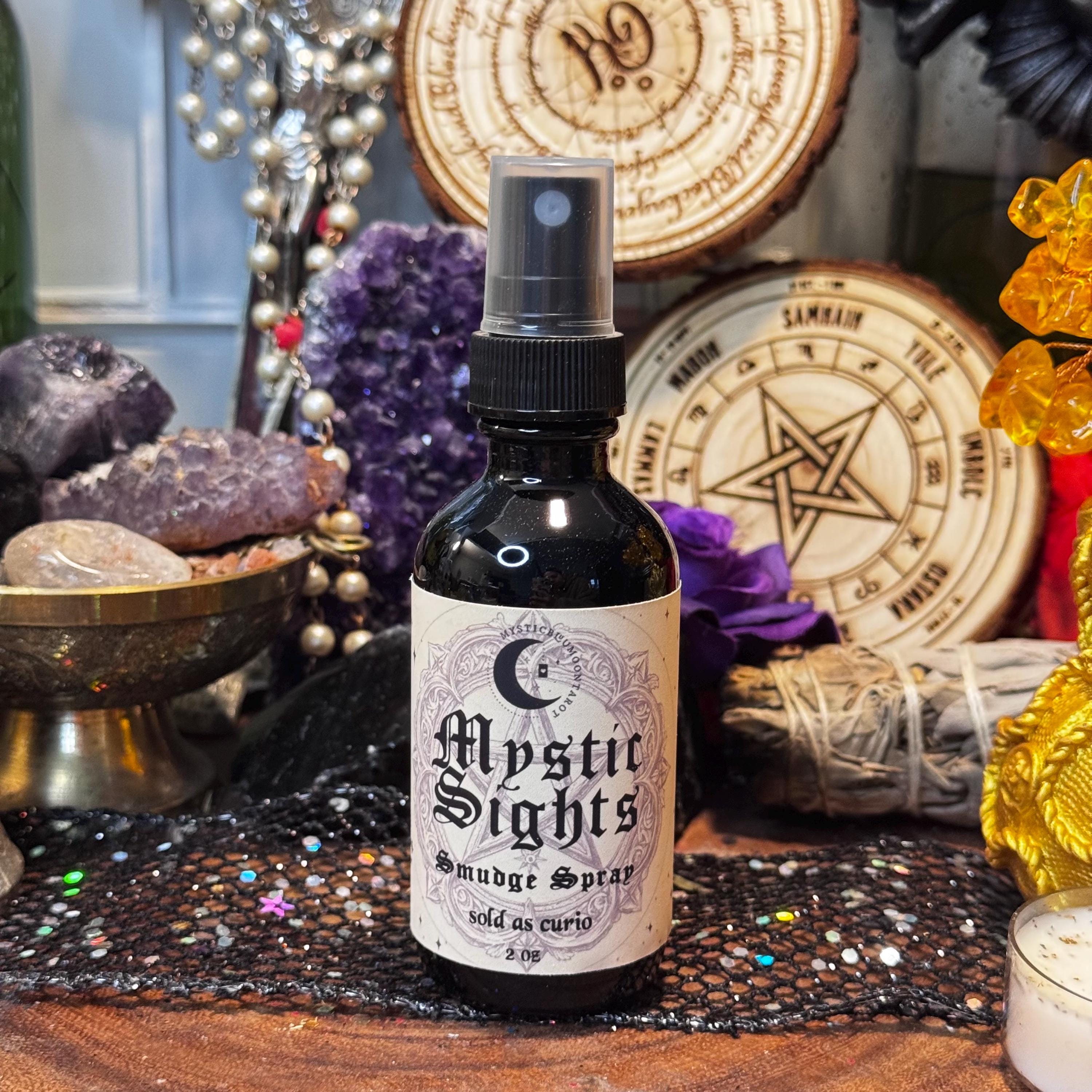 Mystic Sights Divination Spray | Enhance Intuition | Intention Infused Spell | Smoke-Free Energy Clearing Spray | Witch Gift