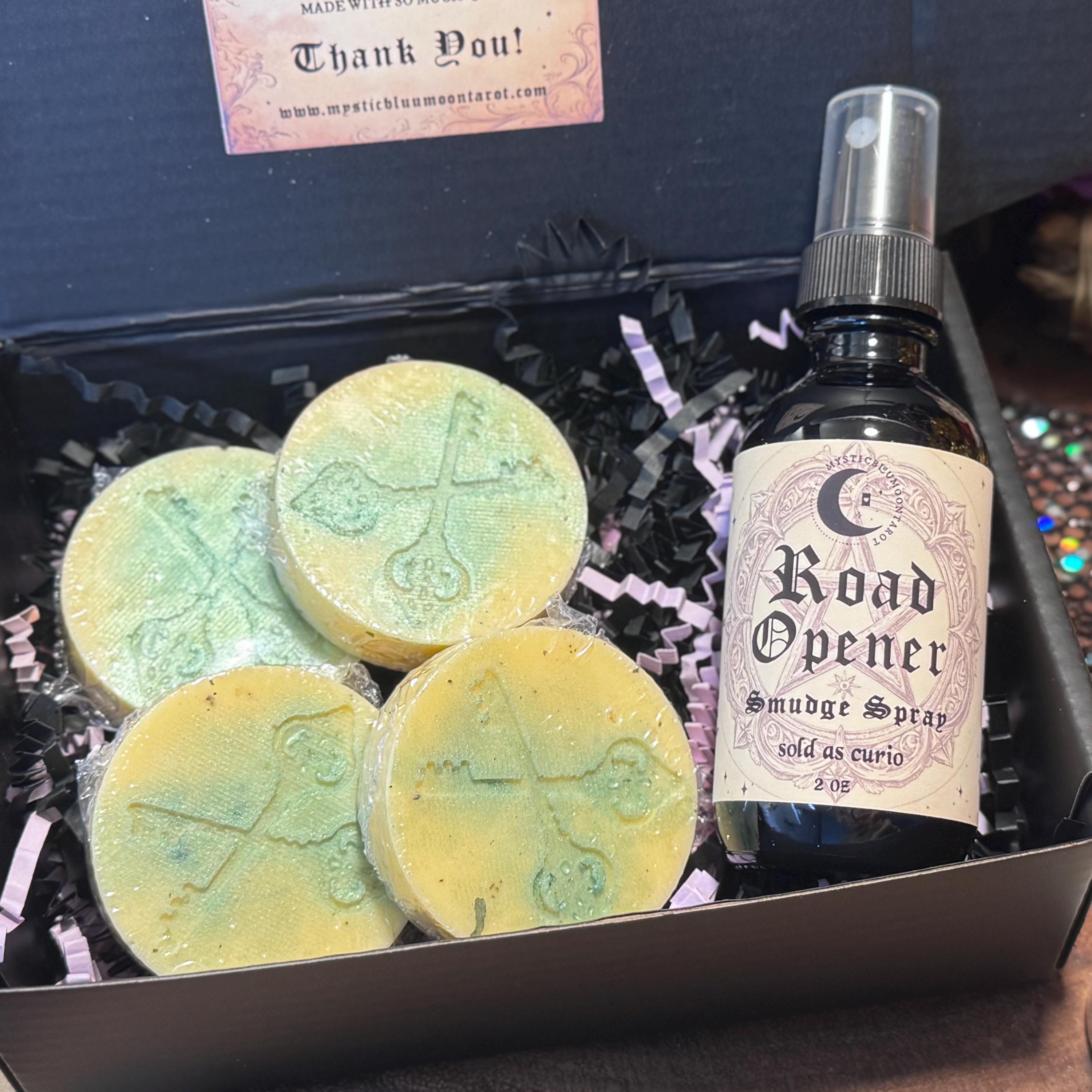 Road Opener Soap and Spray Gift Set | Unlock New Opportunities | Intention Infused Spell | Magic Smoke-Free Energy Clearing Duo | Witch Gift