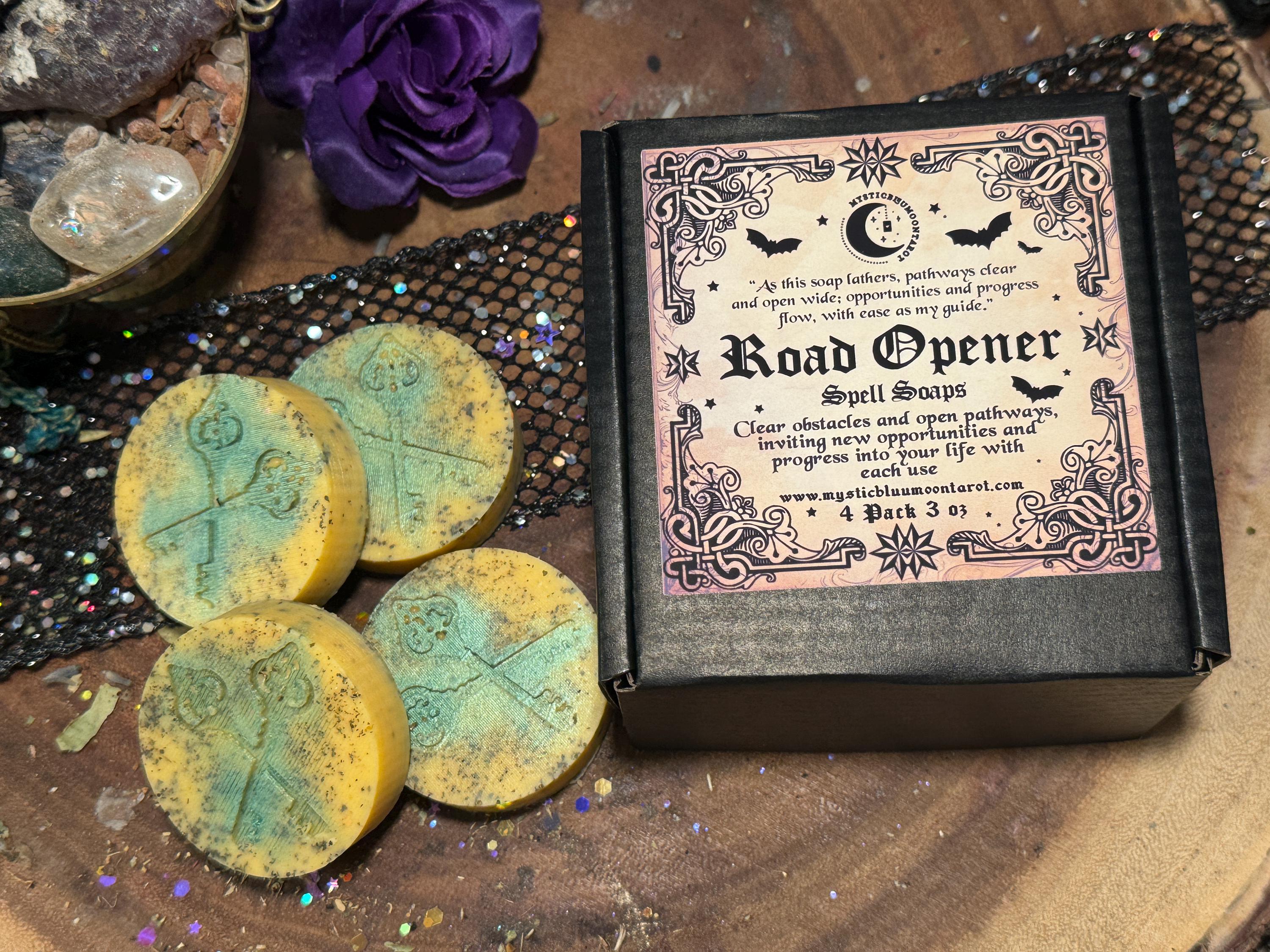 Road Opener Spell Soap | Abre Camino Open The Roads To Success, Spiritual Curio Blessed Oils and Herbs, Vegan Goat Milk, Witchcraft Soap