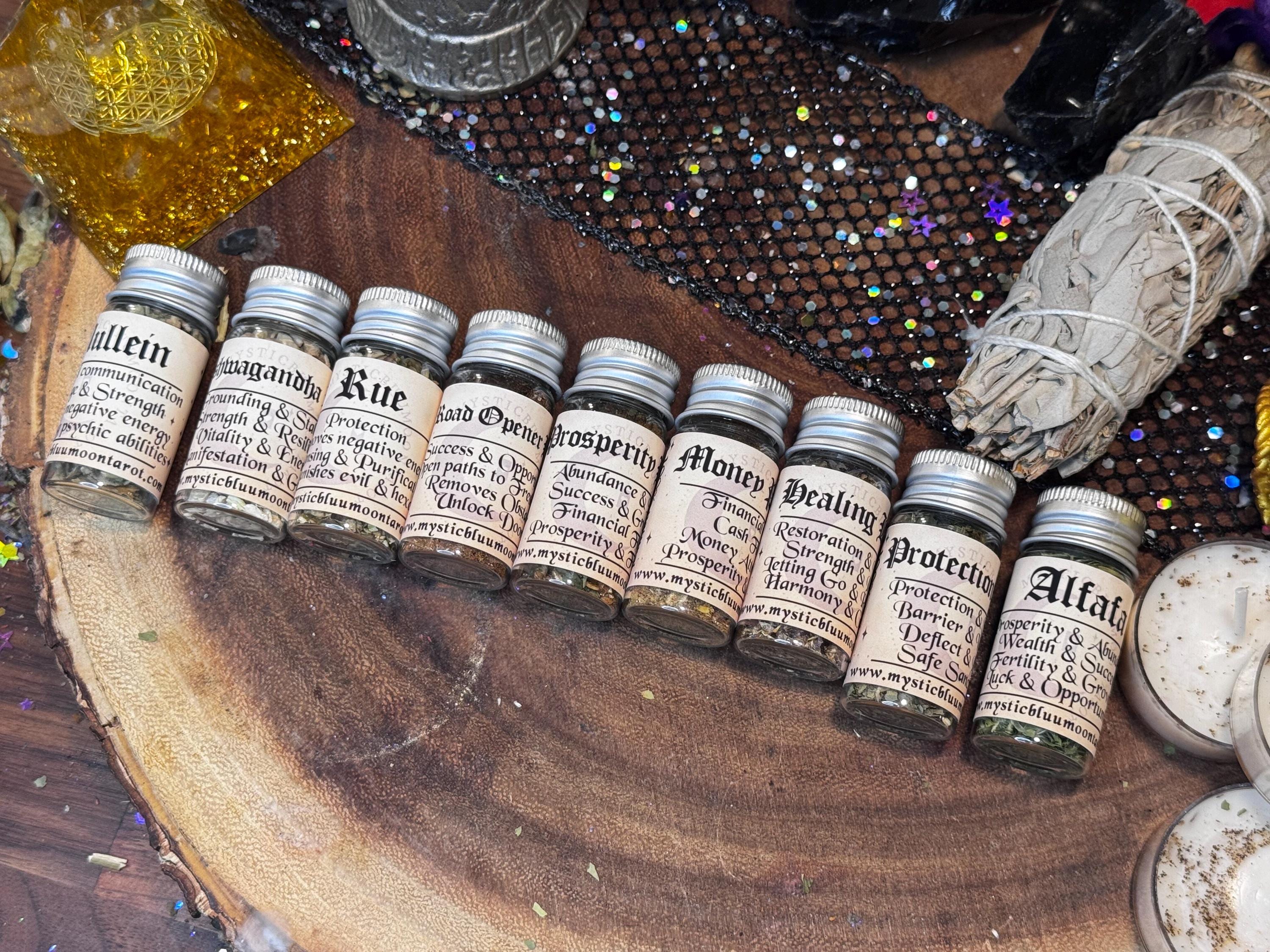 Witchcraft Curio Herbs For Spellwork, Apothecary Bottle root herbs, Nautral Curio Spell Herbs, Magical Herbs, Witchcraft Supplies