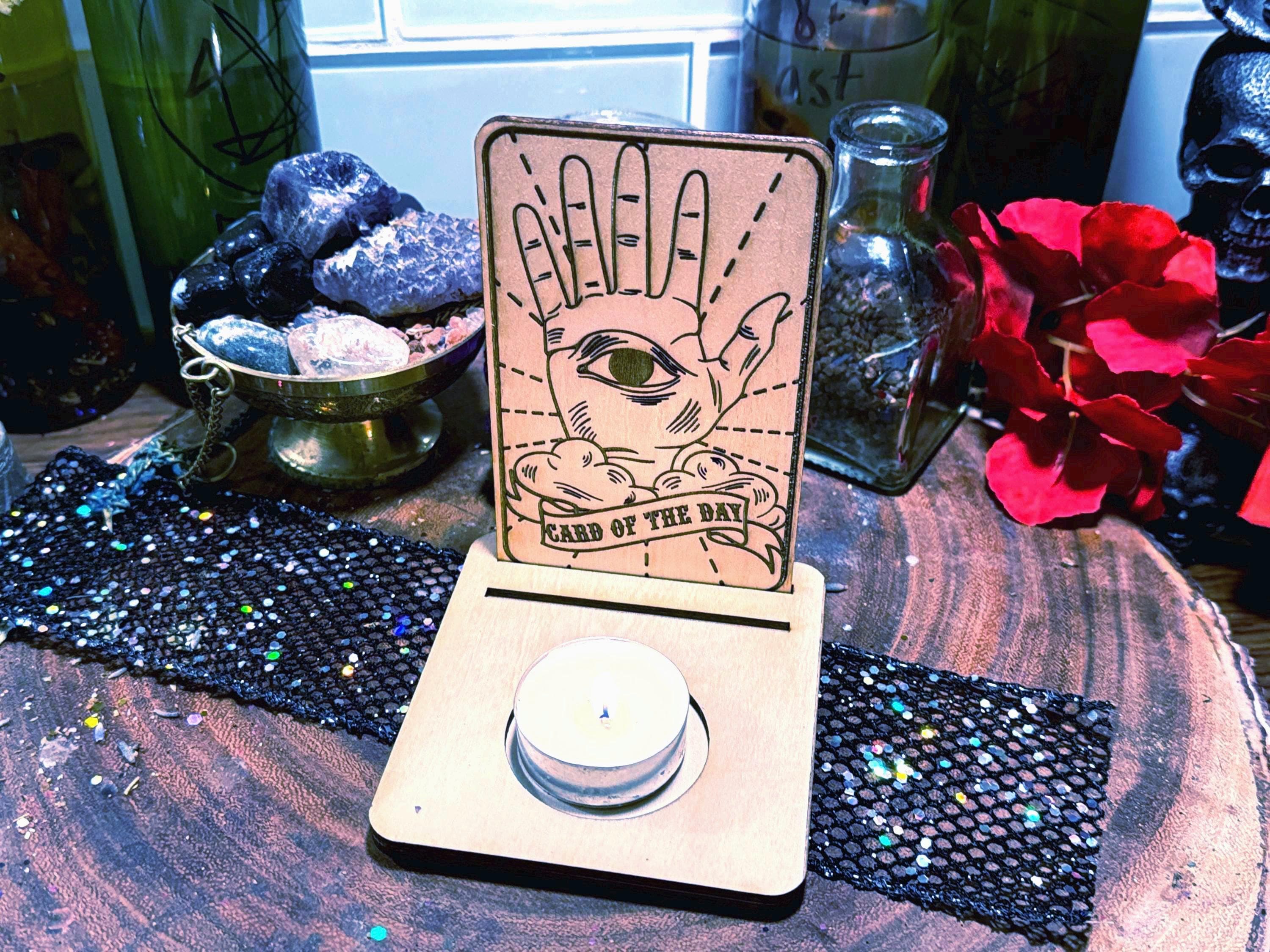 Tarot Card Stand, Wood Tarot Holder, Tarot Card Of The Day Holder, Talisman Protection For Divination Readings, Witchy Gift