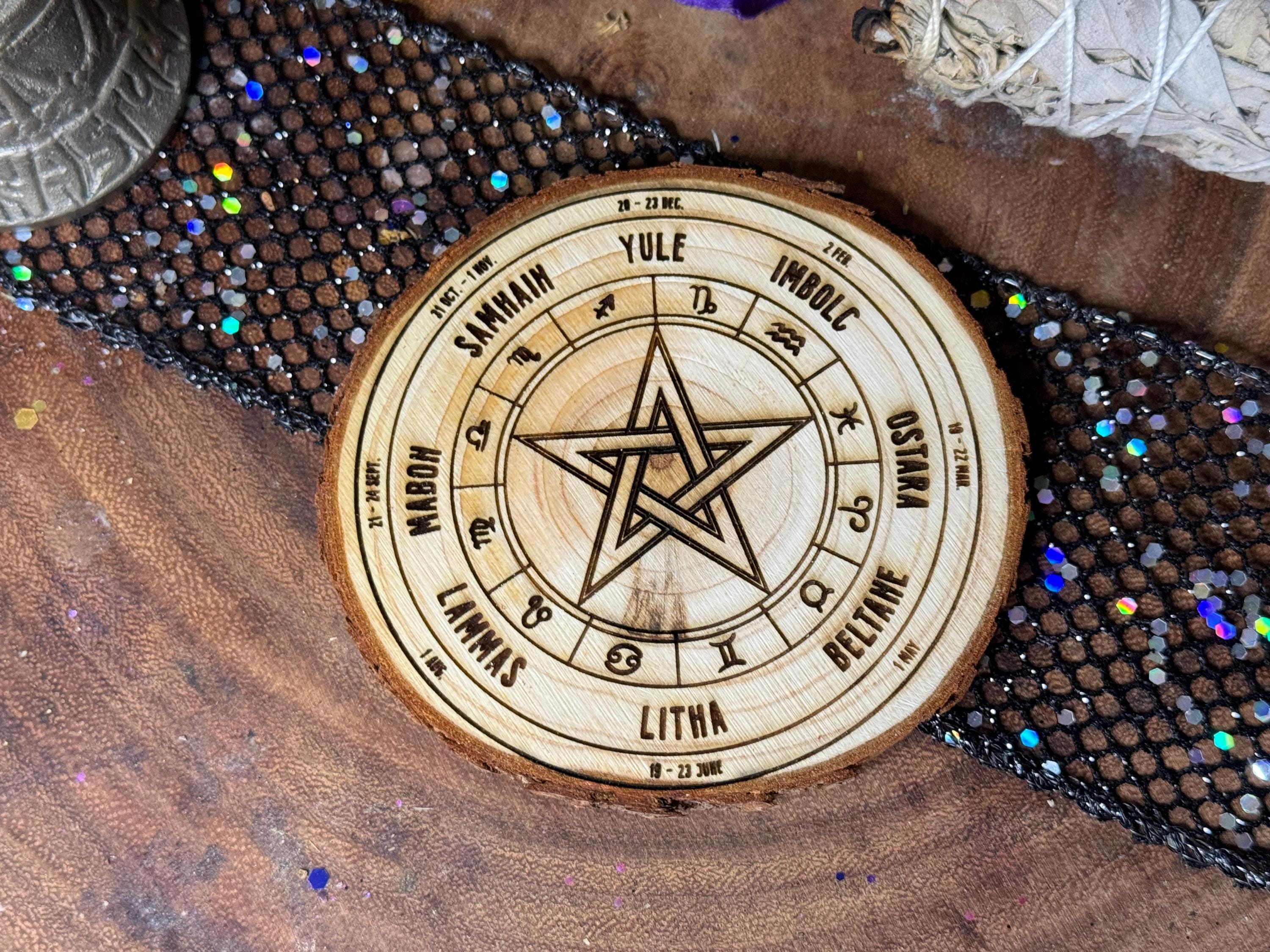 Pagan Wheel of The Year, Wooden Slice Witchy Decor, Altar Decoration, Baby Witch Accessories, Coaster, Seasons, Witchy Gifts