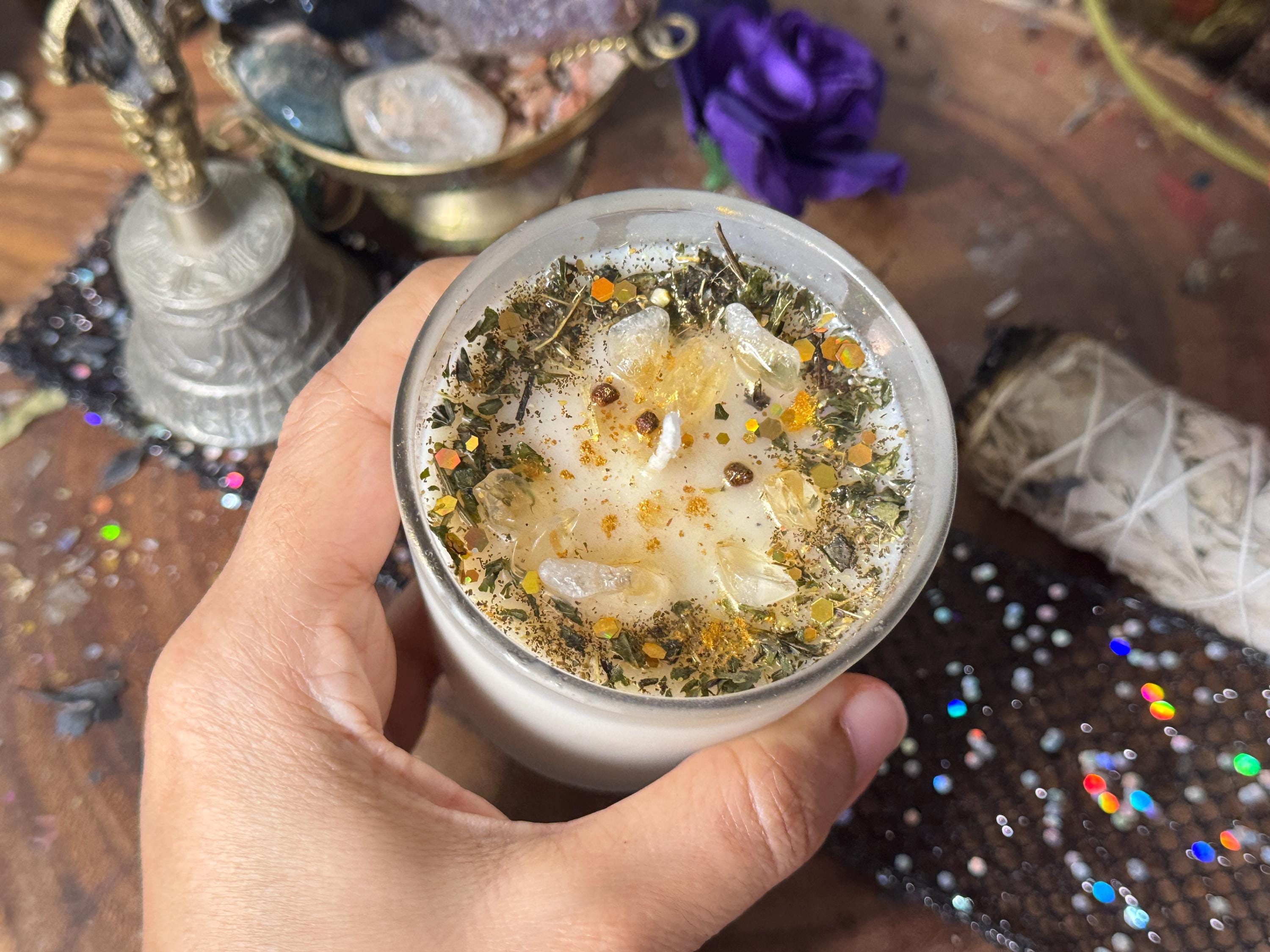 Abundance Candle - Attract Prosperity Wealth Miney - Charged Hoodoo Spell Candle - Witchcraft Wicca - Spiritual Candle Ritual