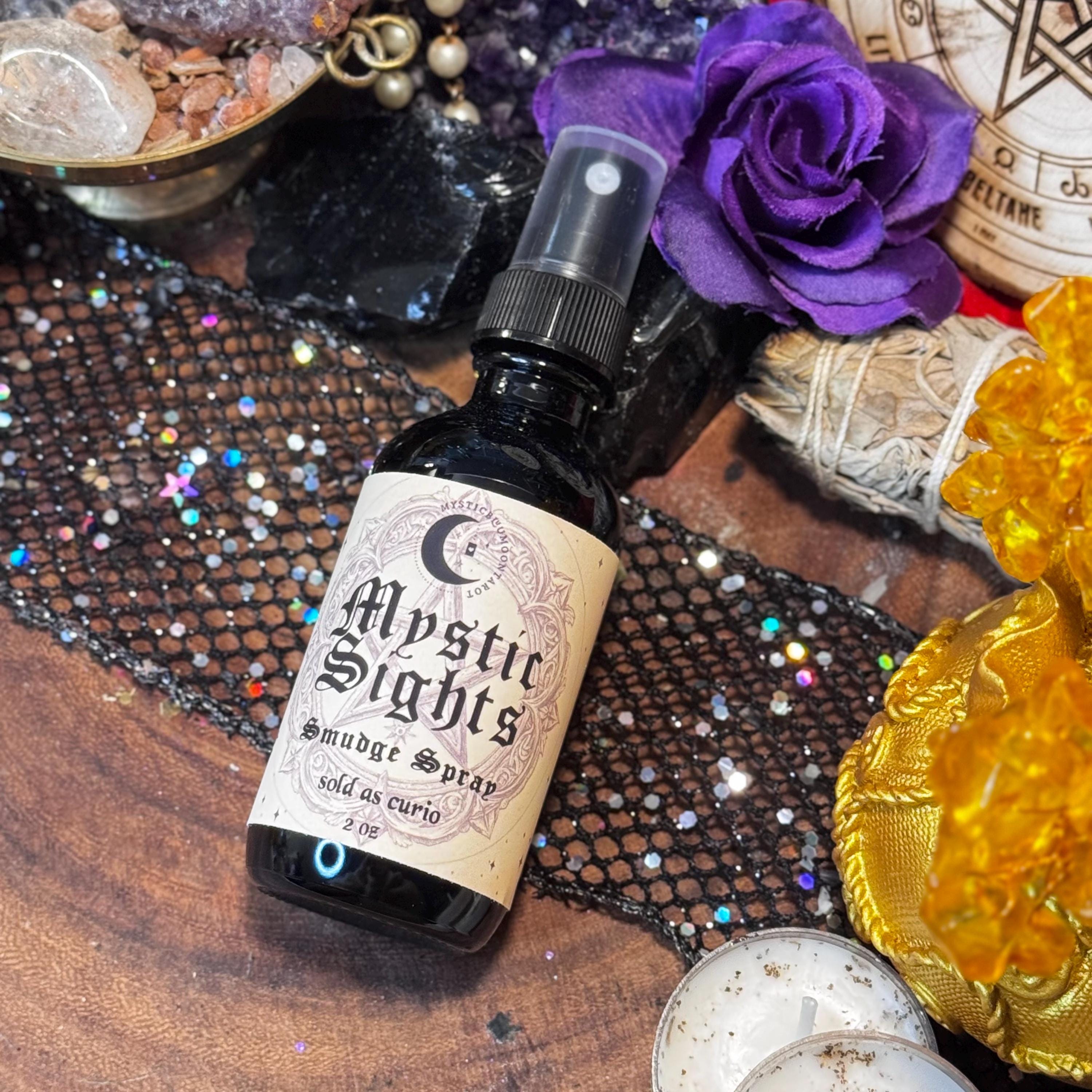 Mystic Sights Divination Spray | Enhance Intuition | Intention Infused Spell | Smoke-Free Energy Clearing Spray | Witch Gift