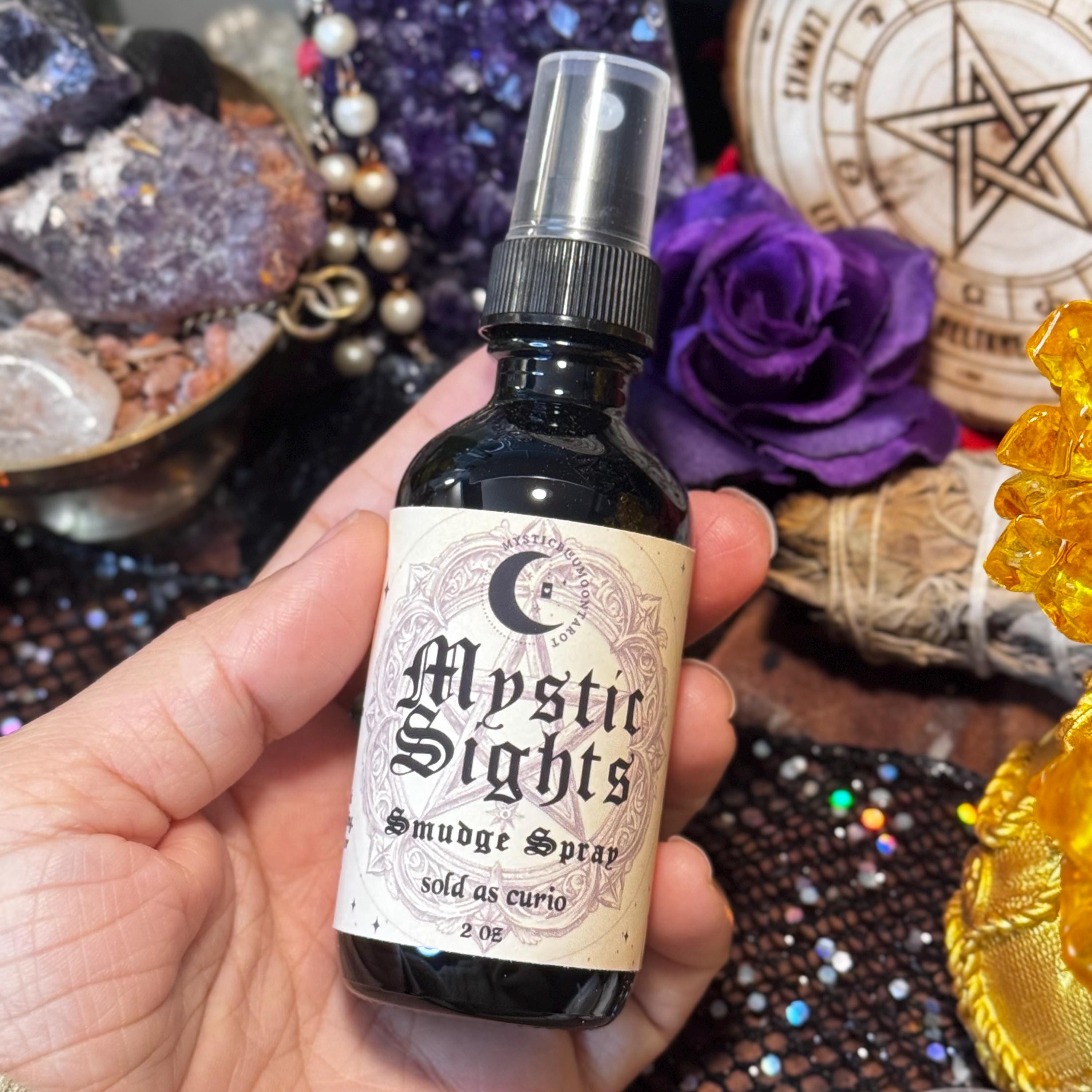 Mystic Sights Divination Spray | Enhance Intuition | Intention Infused Spell | Smoke-Free Energy Clearing Spray | Witch Gift