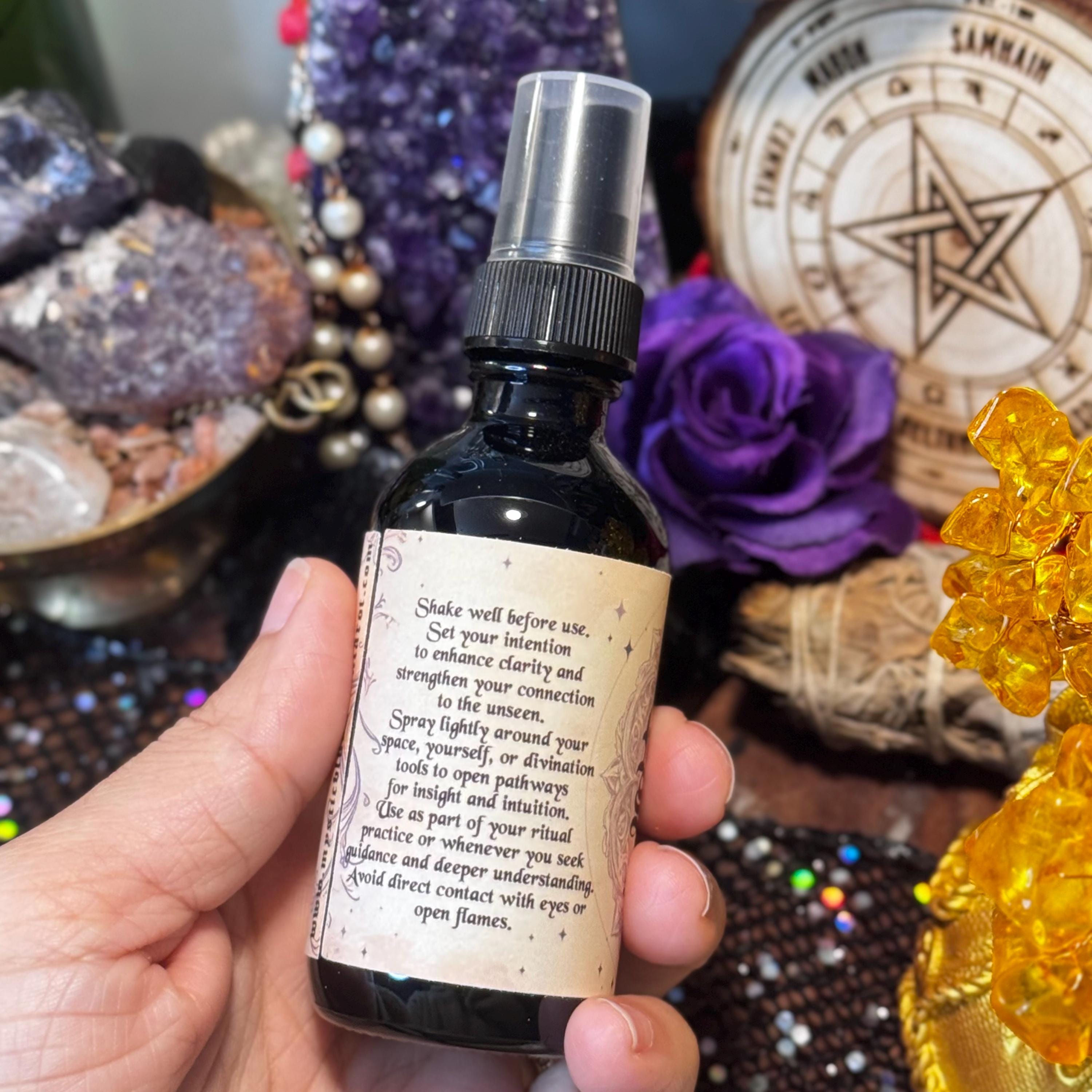 Mystic Sights Divination Spray | Enhance Intuition | Intention Infused Spell | Smoke-Free Energy Clearing Spray | Witch Gift