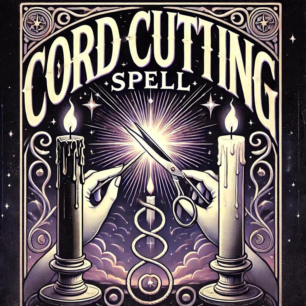 Cord Cutting Spell Ritual - Black and White Candle Magic Design for Spiritual Release and Healing, Cut Toxic People From Your Energy